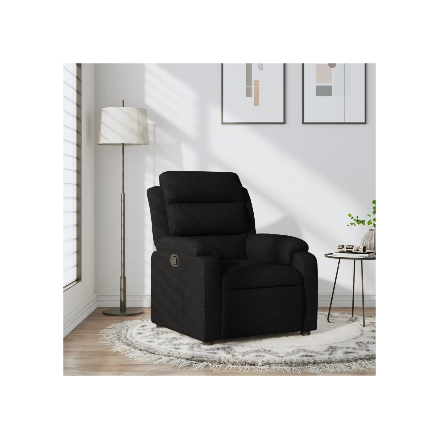 Fauteuil inclinable en tissu noir