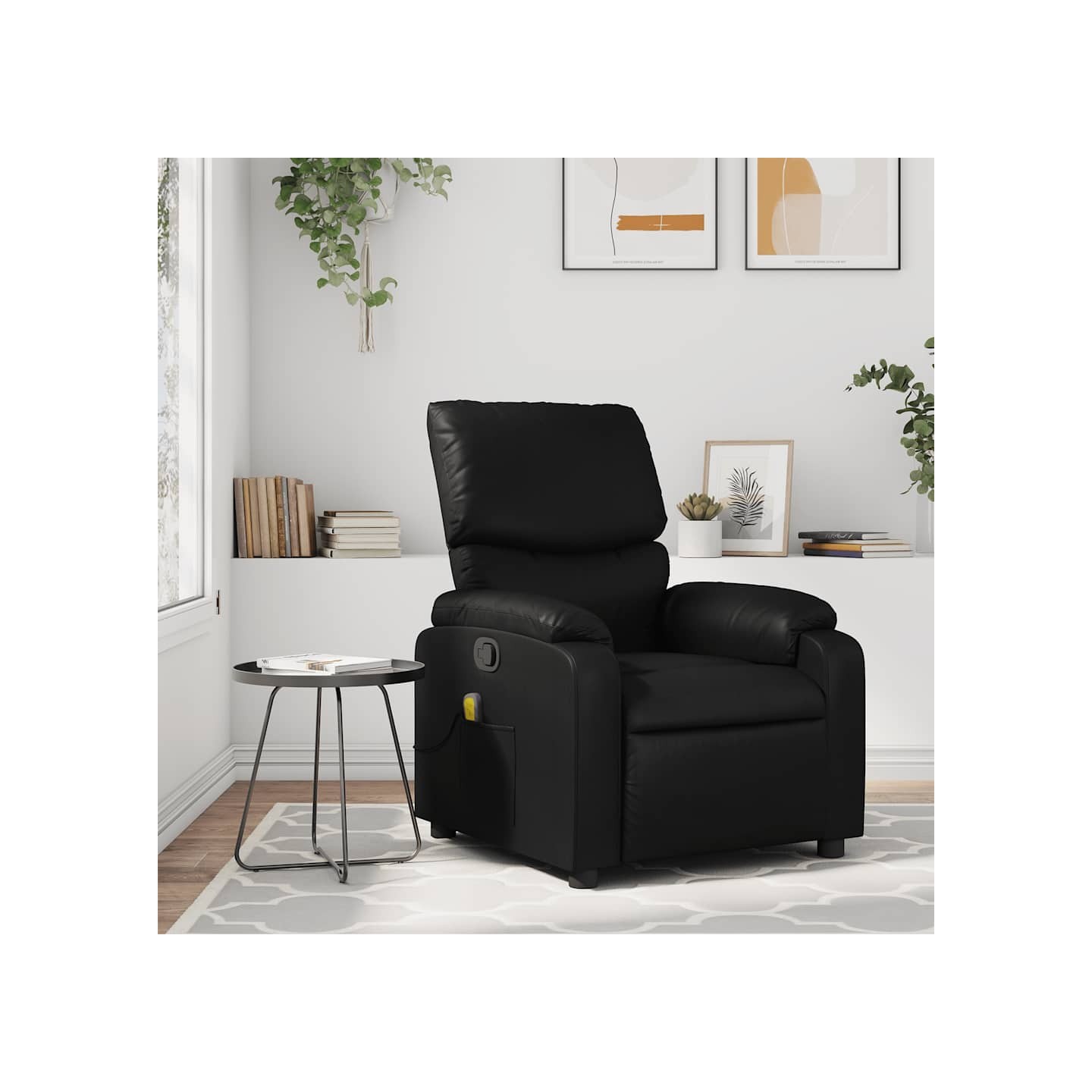 Fauteuil de massage inclinable noir similicuir