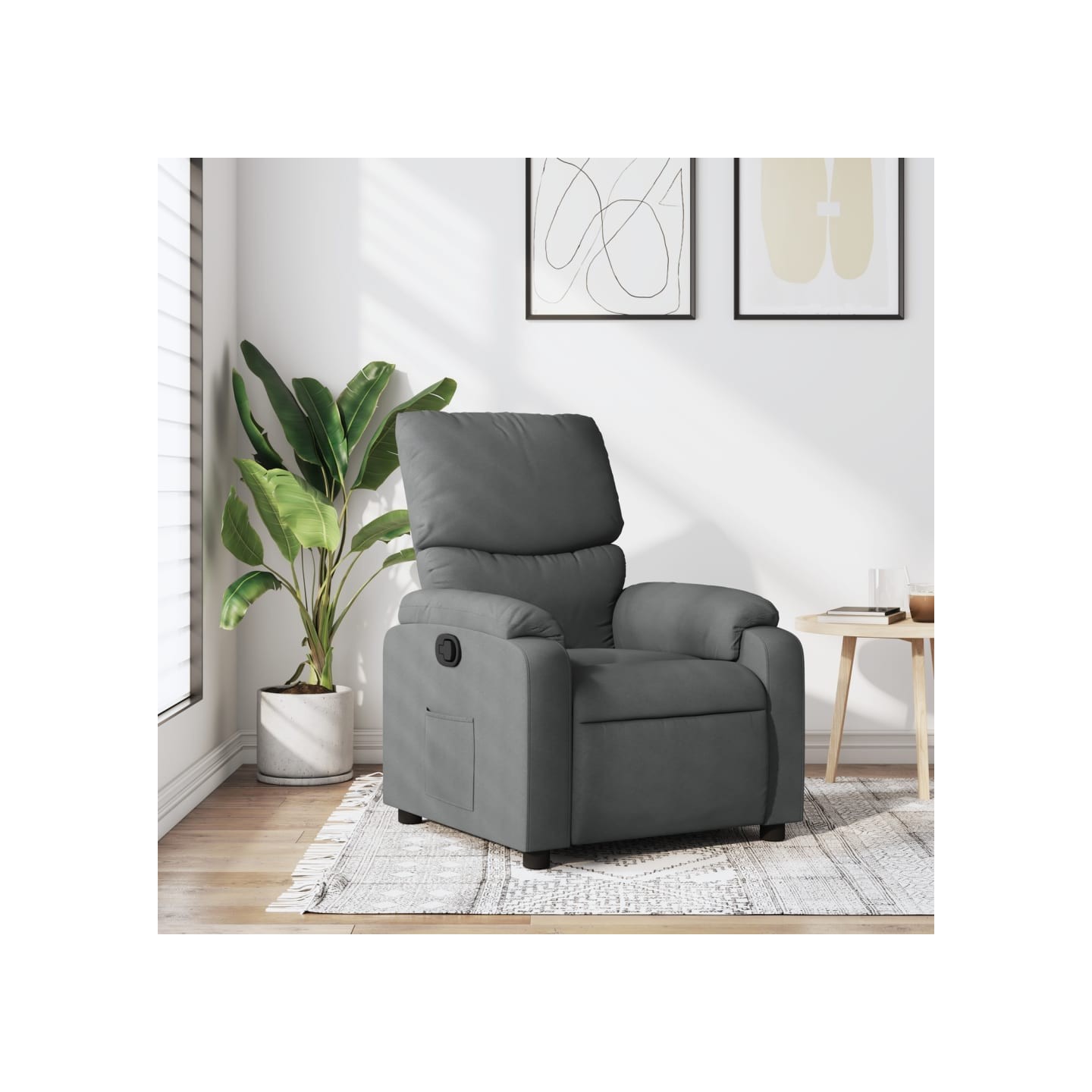 Fauteuil inclinable en tissu gris foncé