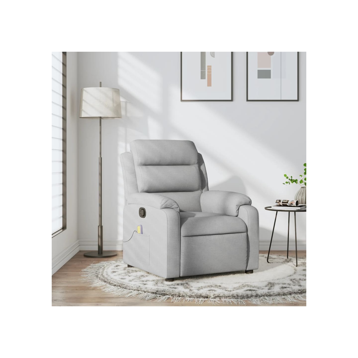 Fauteuil de massage inclinable gris clair tissu
