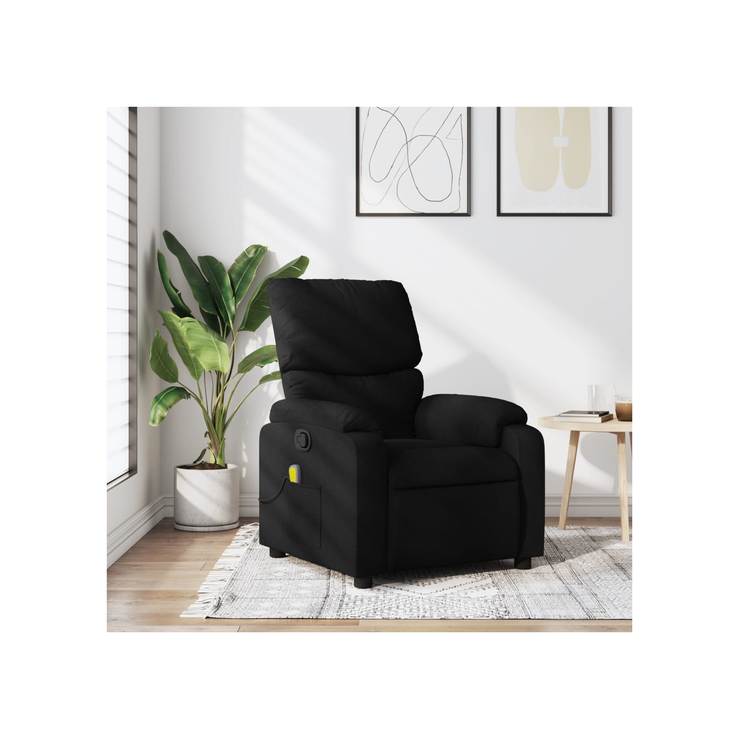 Fauteuil de massage inclinable noir tissu