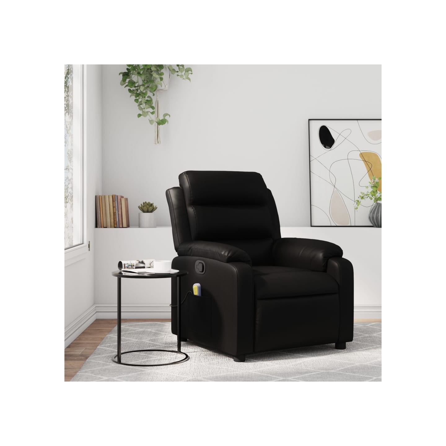 Fauteuil de massage inclinable noir similicuir