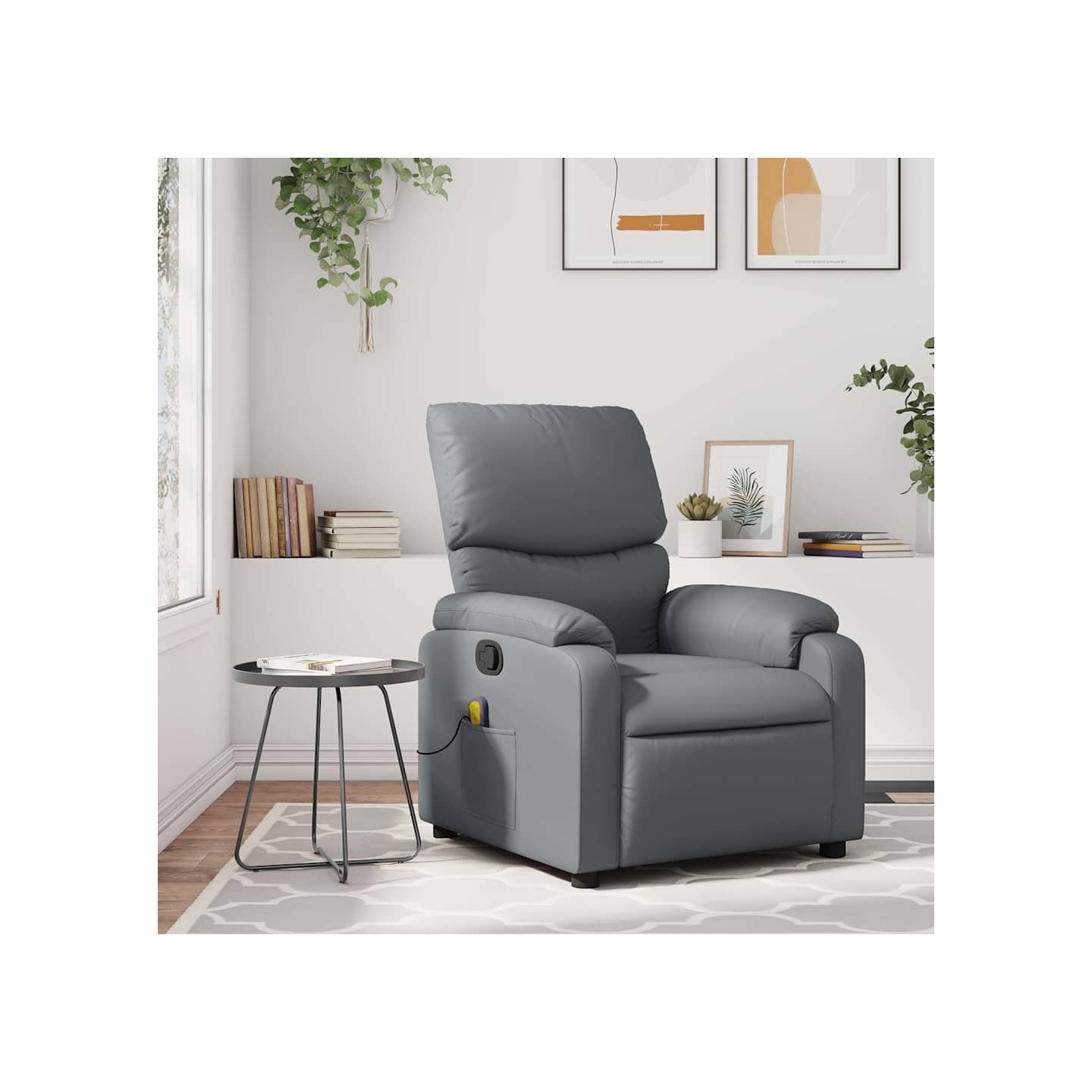Fauteuil de massage inclinable gris similicuir