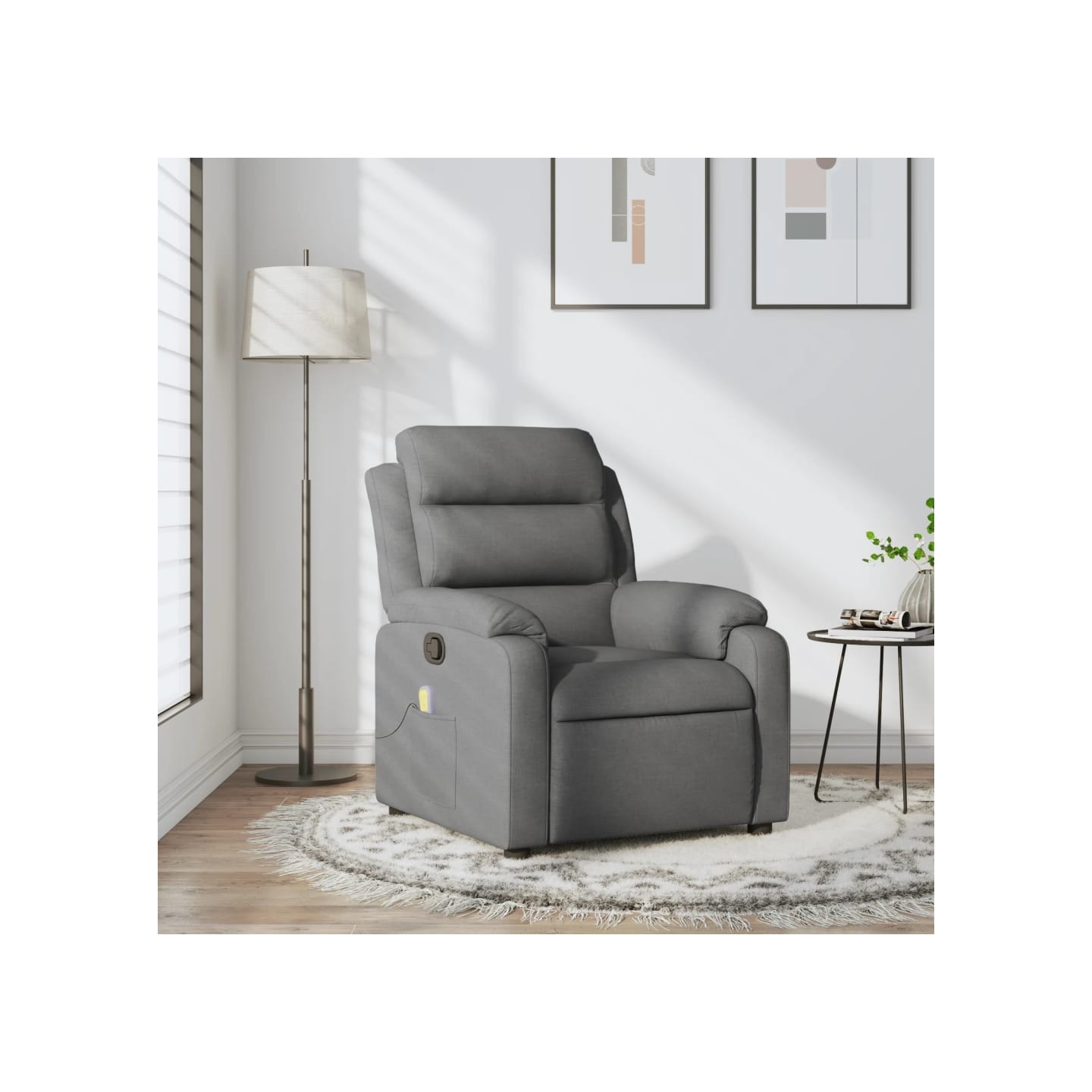 Fauteuil de massage inclinable gris foncé tissu