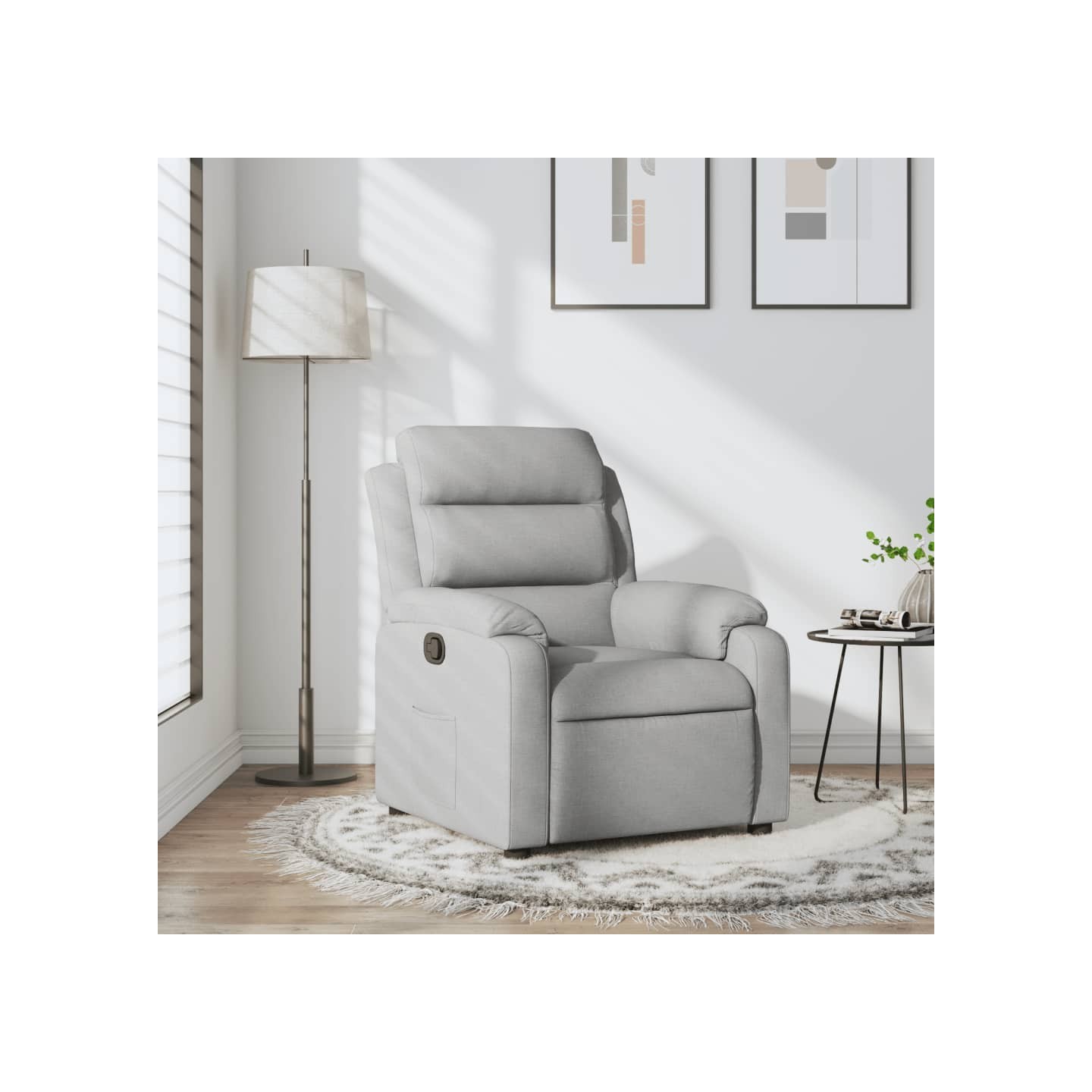 Fauteuil inclinable en tissu gris clair