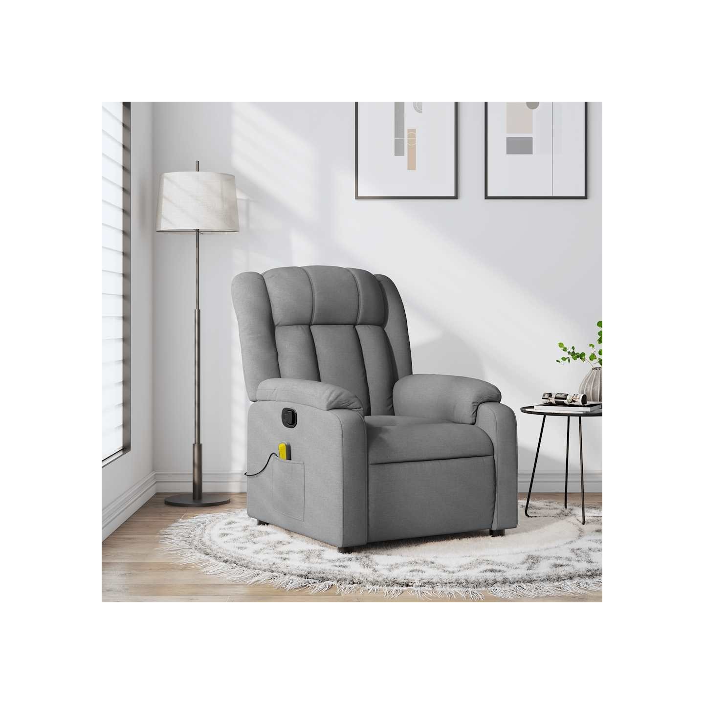 Fauteuil de massage inclinable gris clair tissu