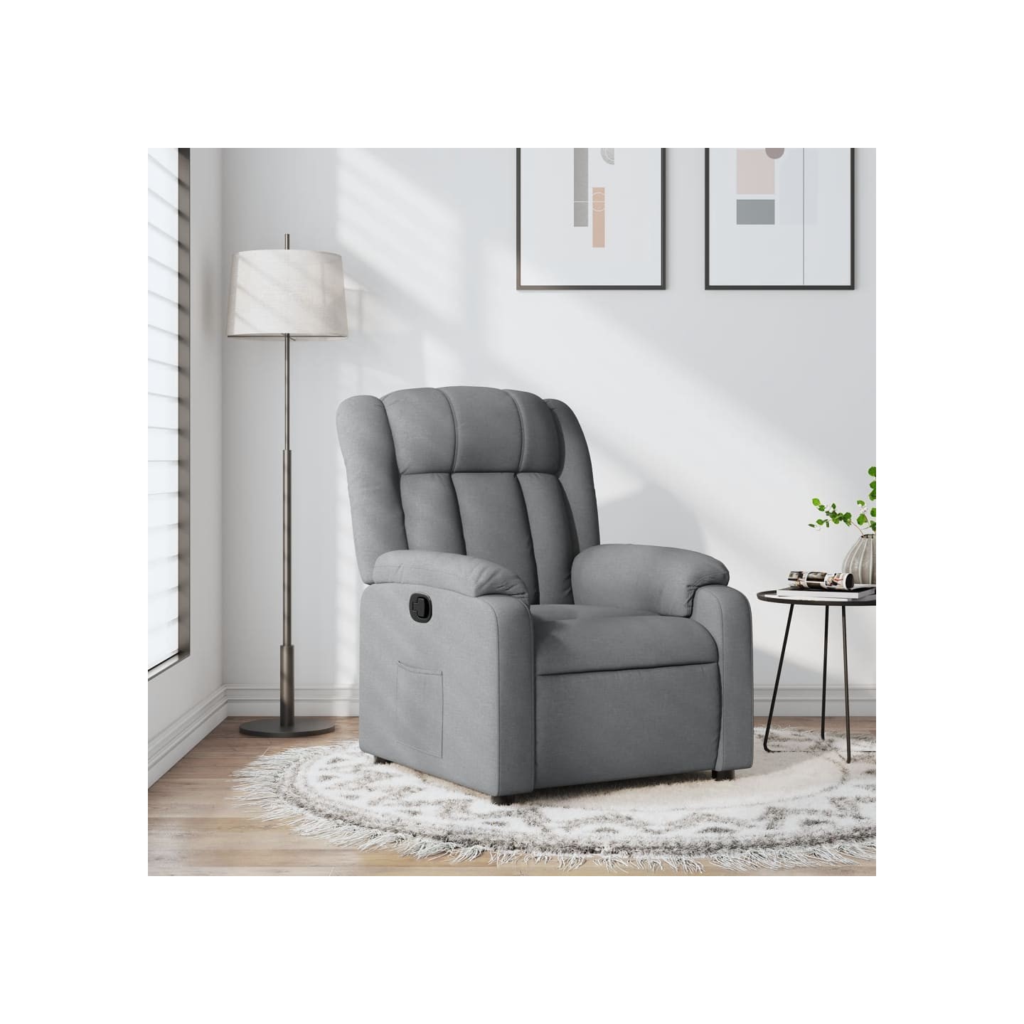Fauteuil inclinable en tissu gris clair