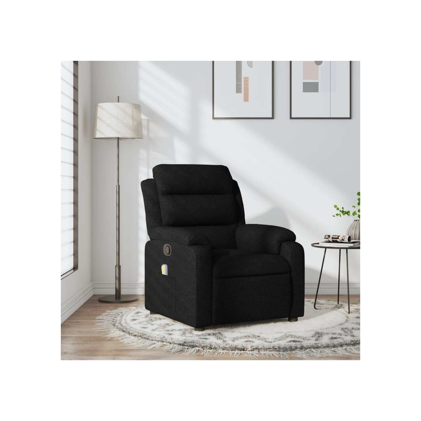 Fauteuil de massage inclinable noir tissu