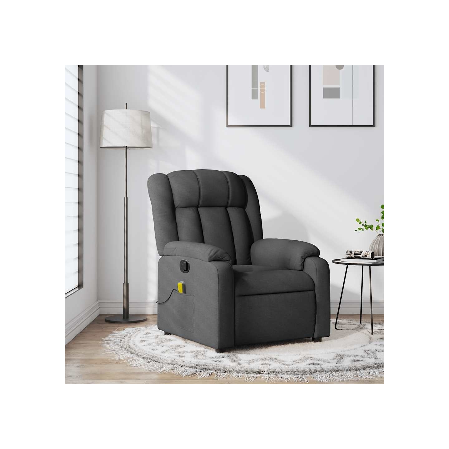 Fauteuil de massage inclinable gris foncé tissu
