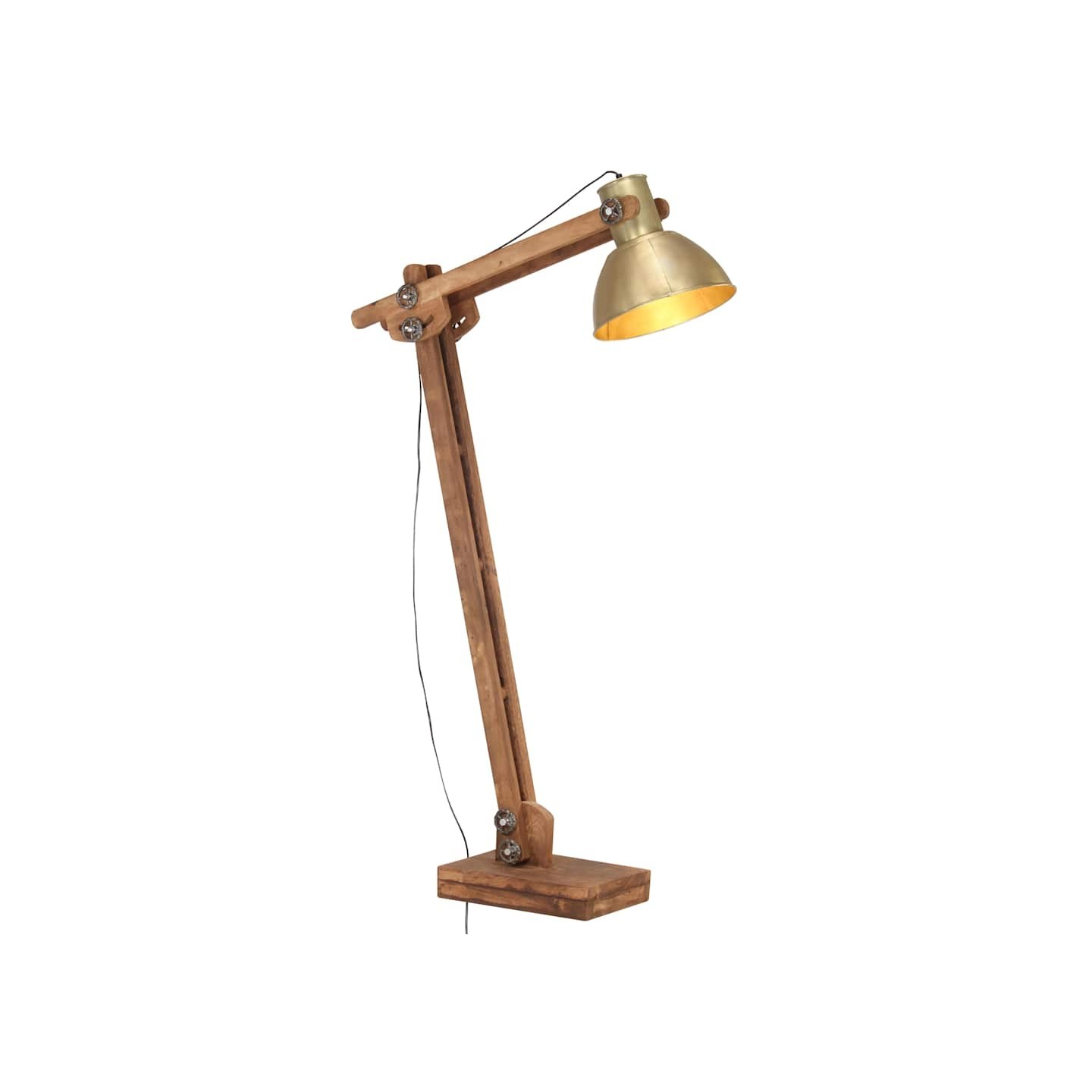 Lampadaire Laiton Bois de manguier massif E27