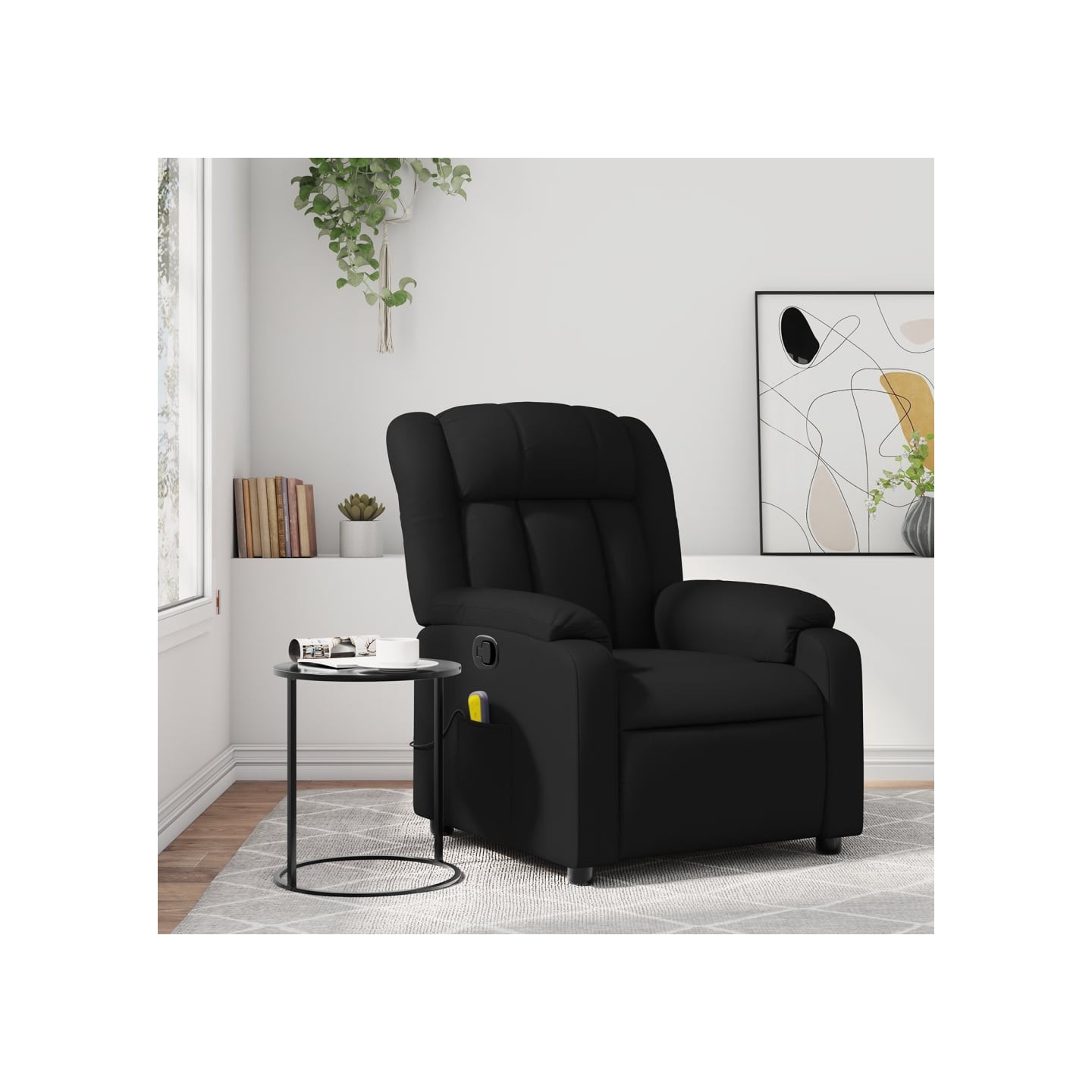 Fauteuil de massage inclinable noir similicuir