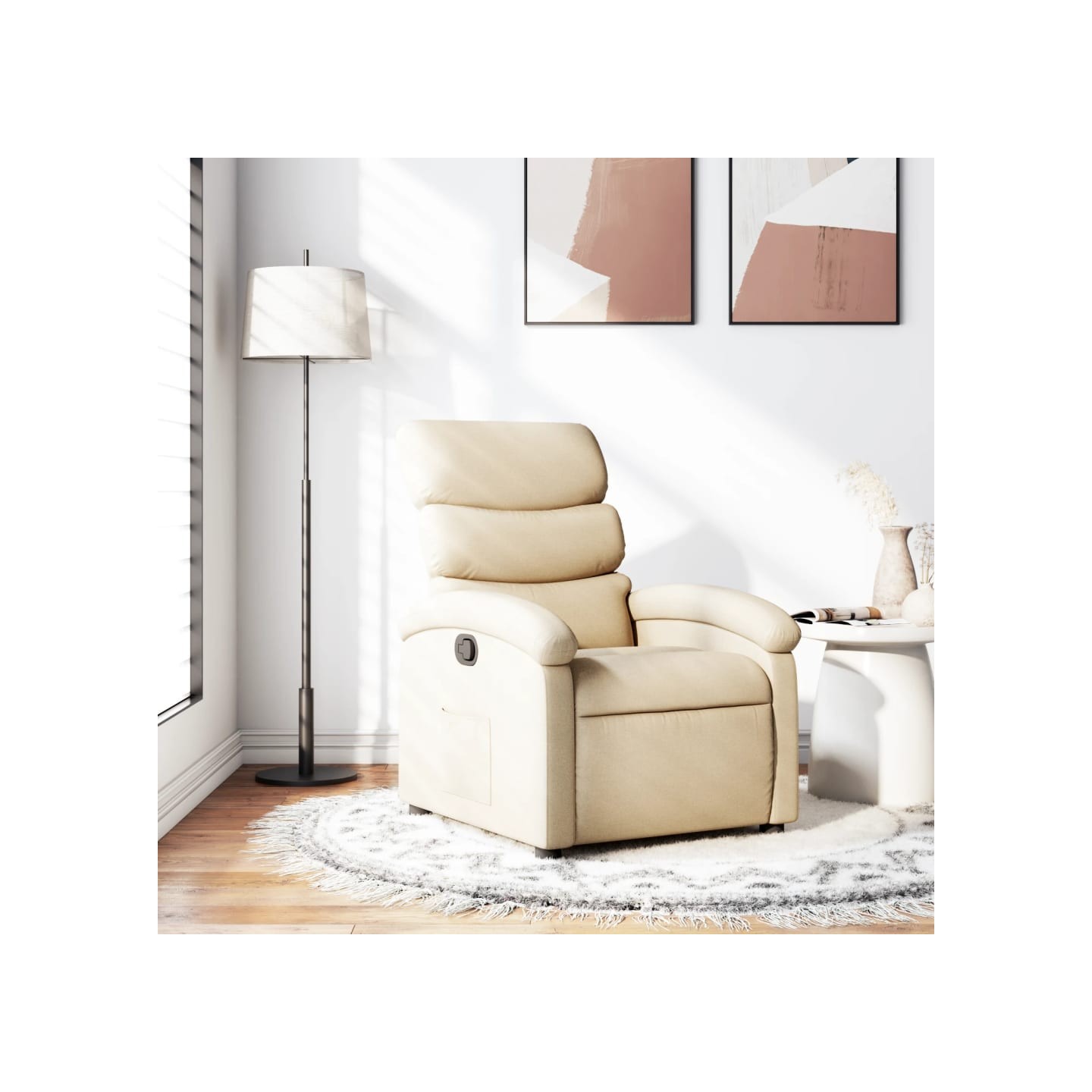 Fauteuil inclinable crème tissu