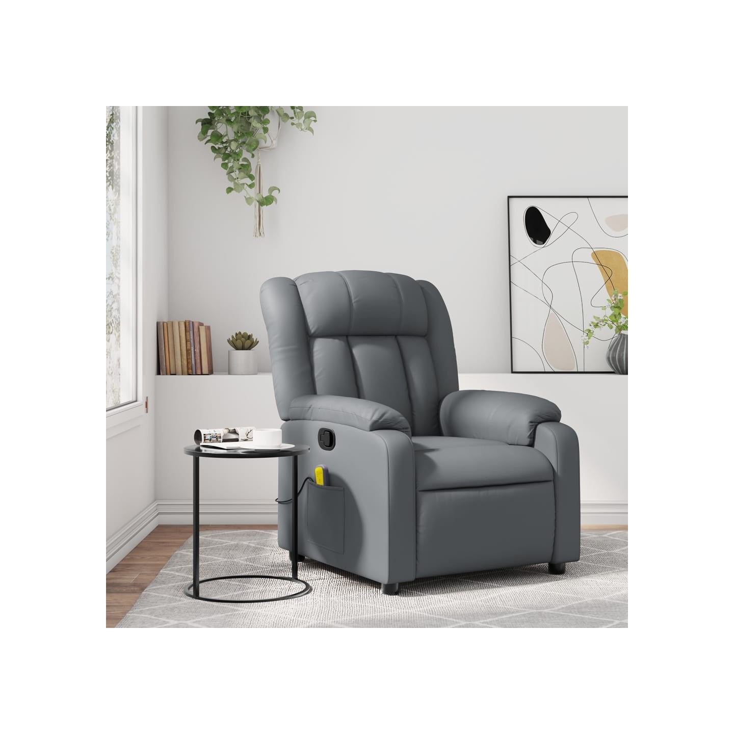 Fauteuil de massage inclinable gris similicuir