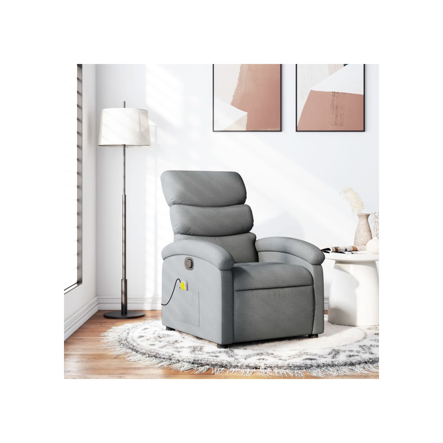 Fauteuil inclinable de massage gris clair tissu