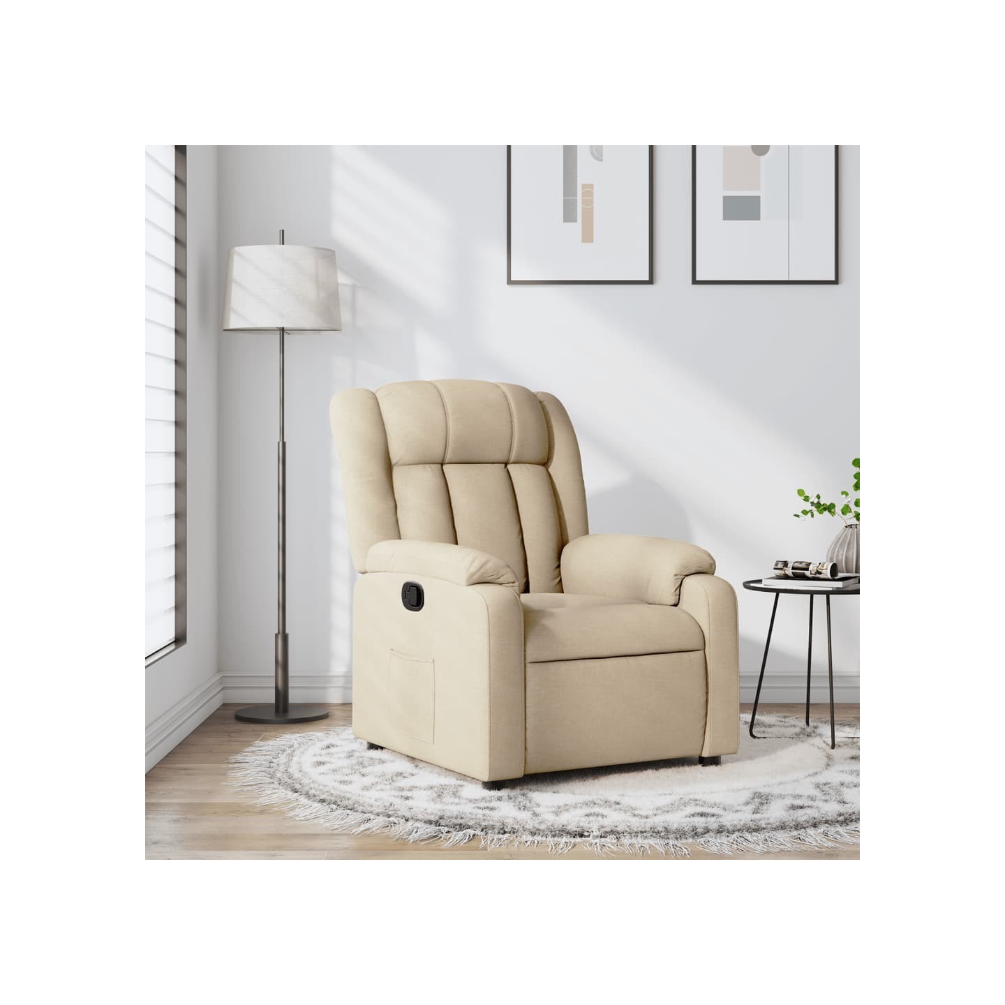 Fauteuil inclinable en tissu crème