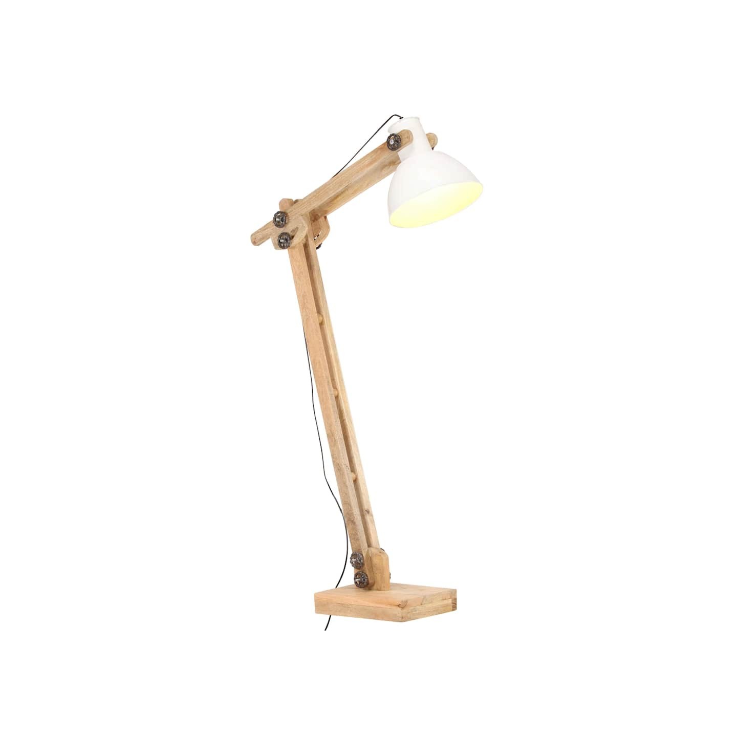 Lampadaire Blanc Bois de manguier massif E27