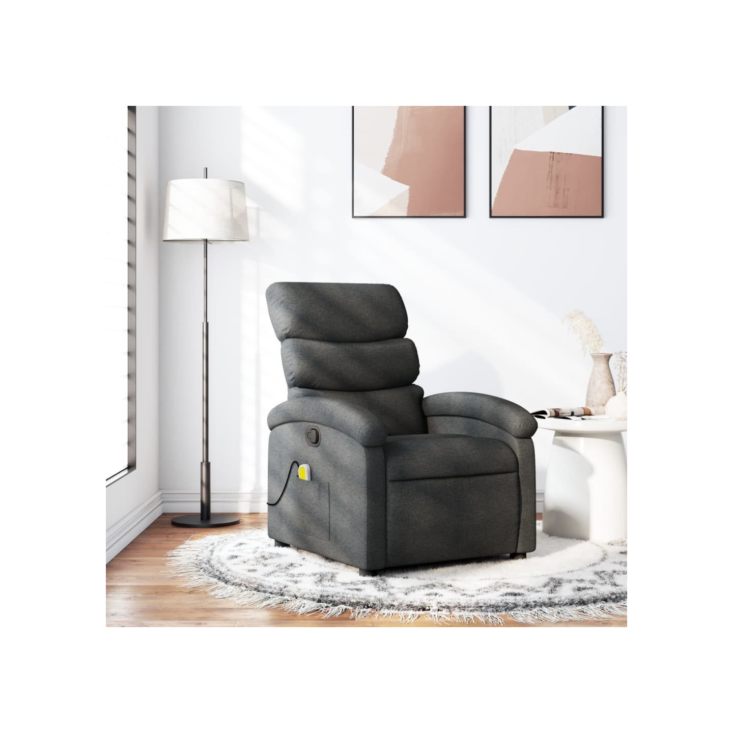 Fauteuil inclinable de massage gris foncé tissu
