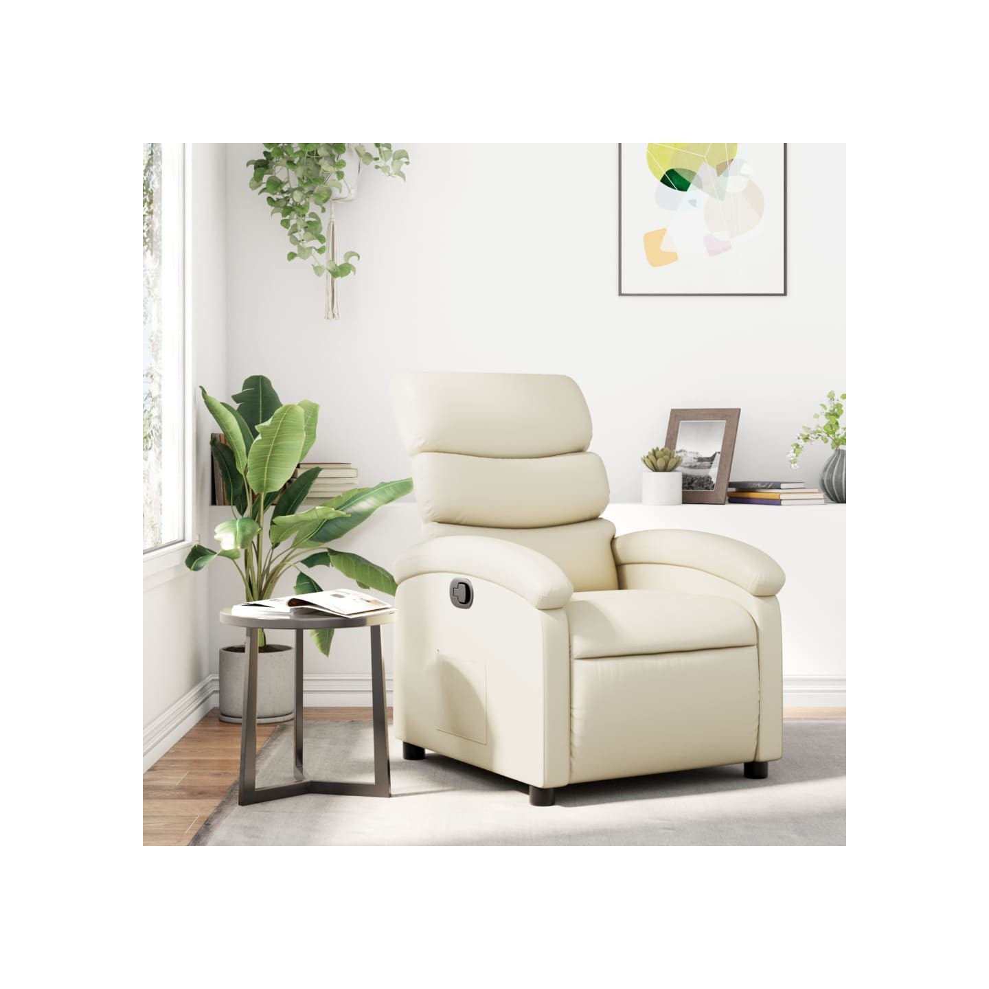 Fauteuil inclinable en similicuir crème