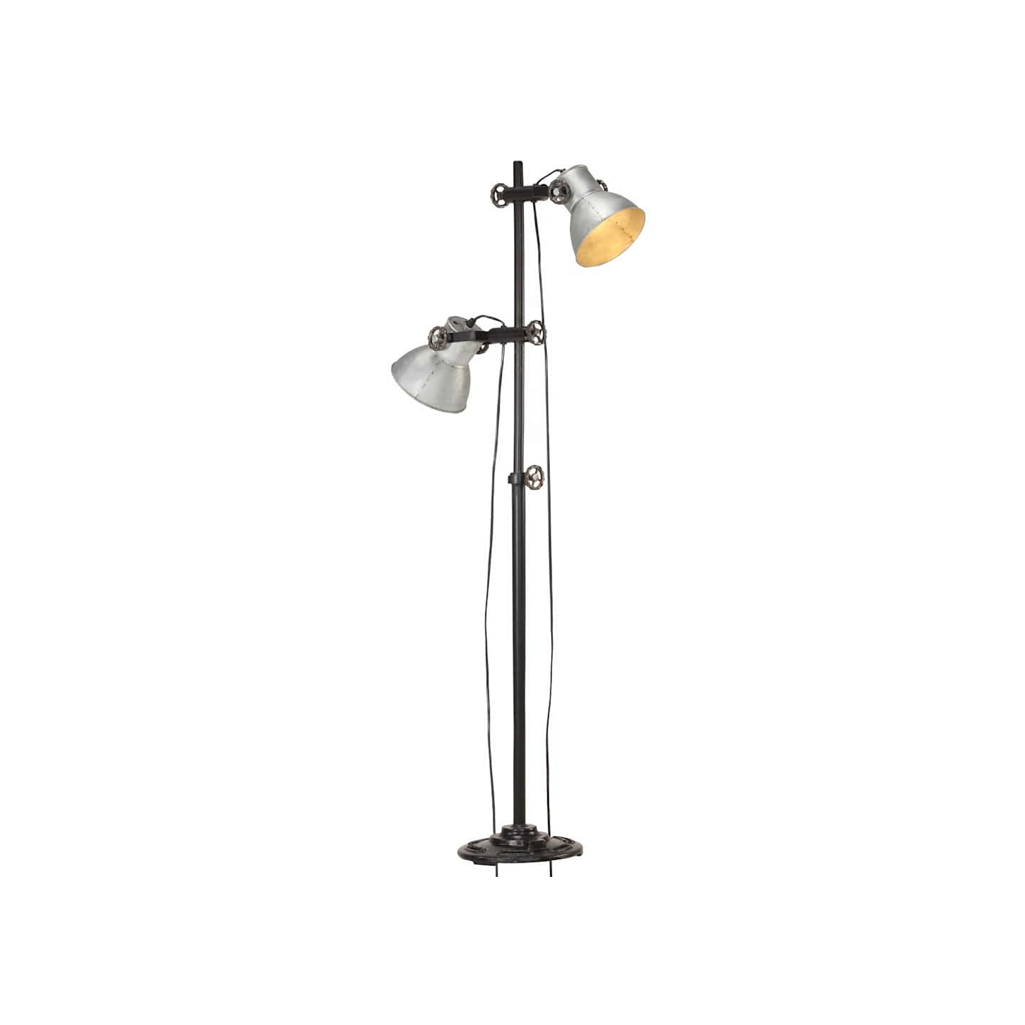 Lampadaire avec 2 abat-jour Argenté E27 Fonte