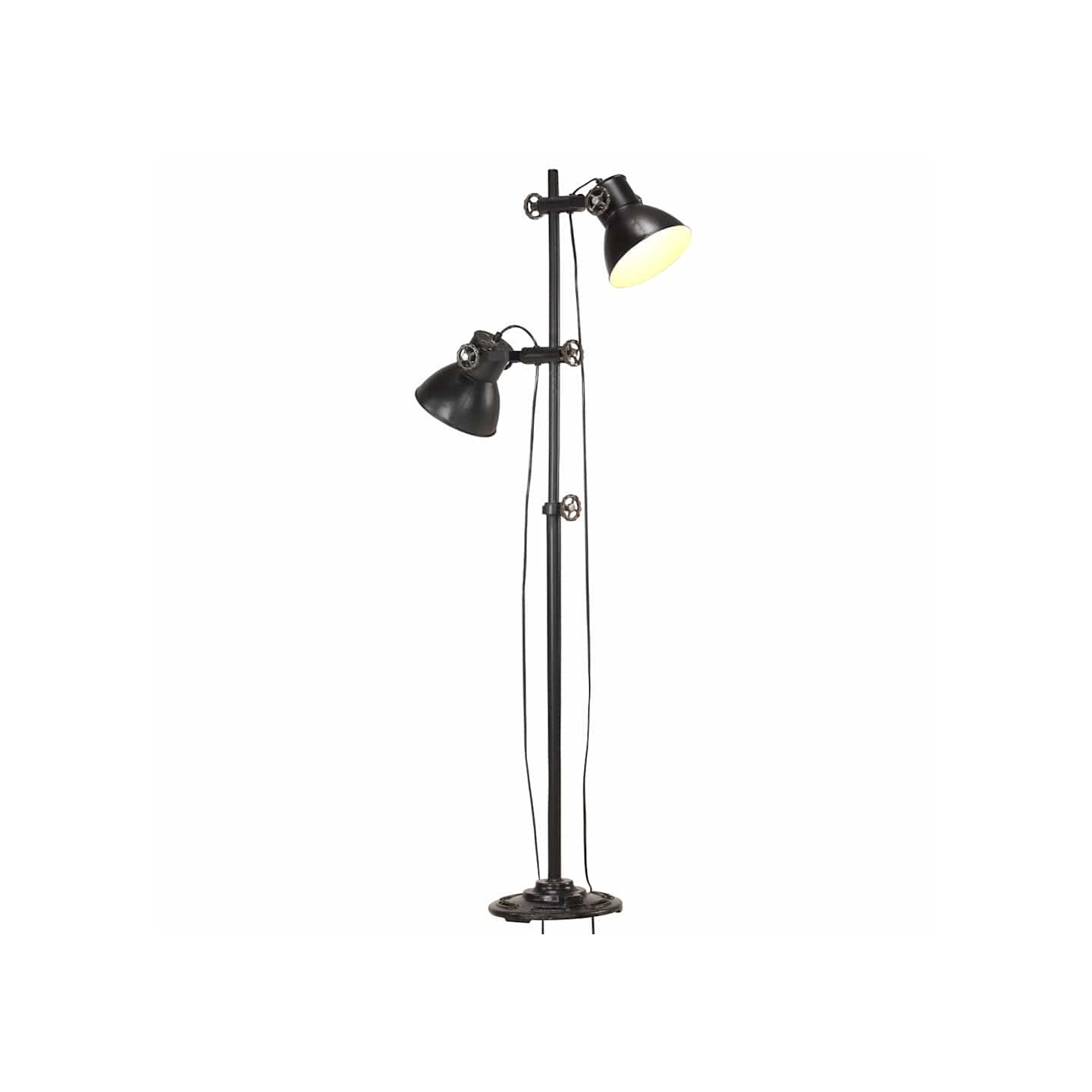 Lampadaire avec 2 abat-jour Noir E27 Fonte