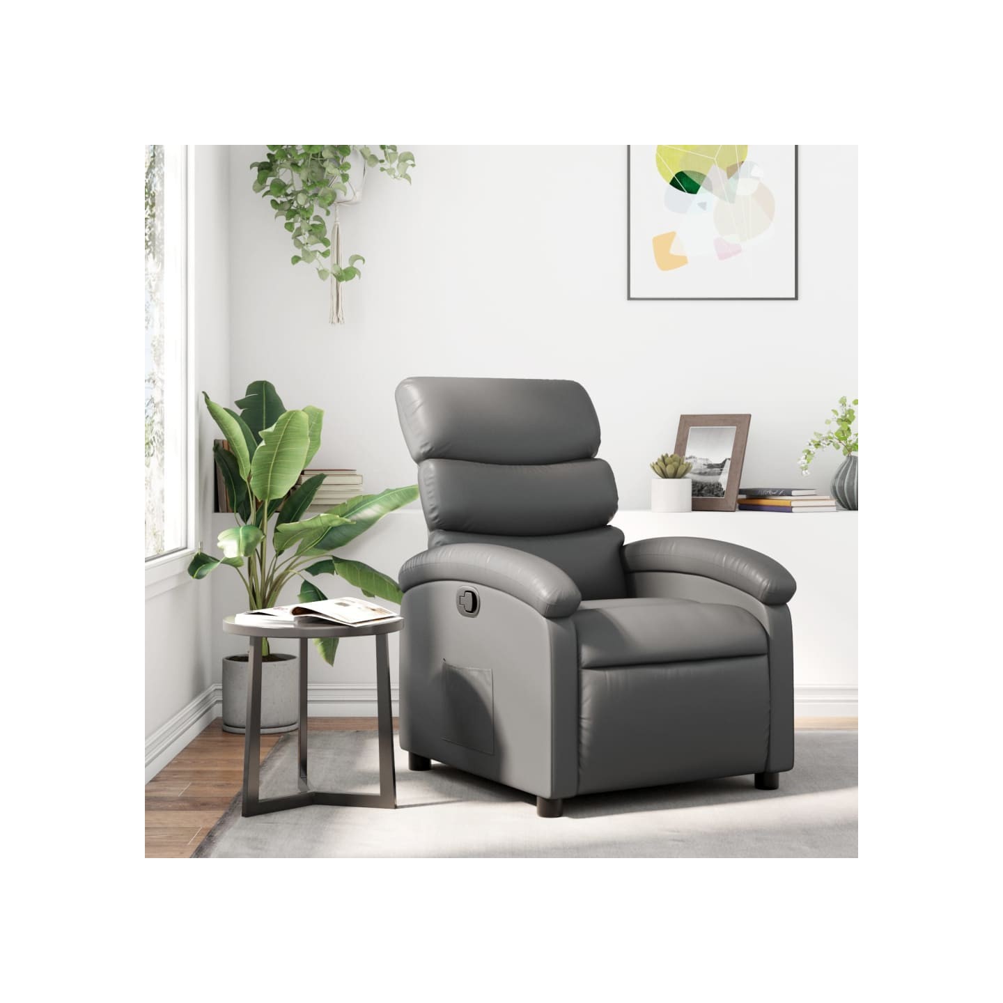 Fauteuil inclinable gris similicuir
