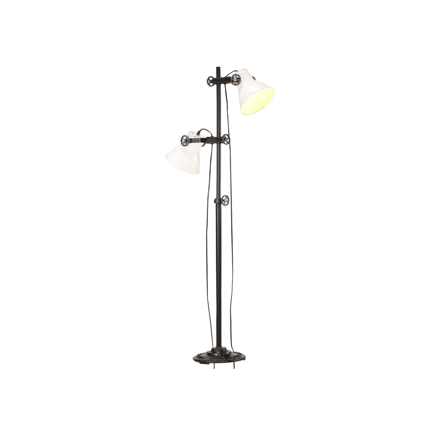 Lampadaire avec 2 abat-jour Blanc E27 Fonte