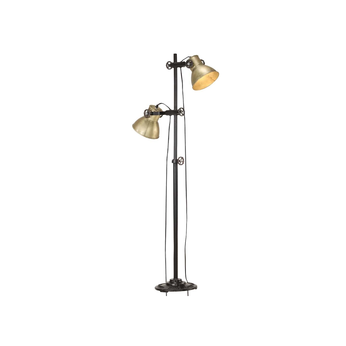 Lampadaire avec 2 abat-jour Laiton E27 Fonte