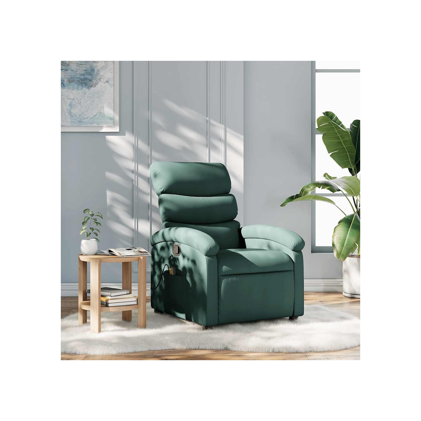 Fauteuil inclinable de massage vert foncé tissu