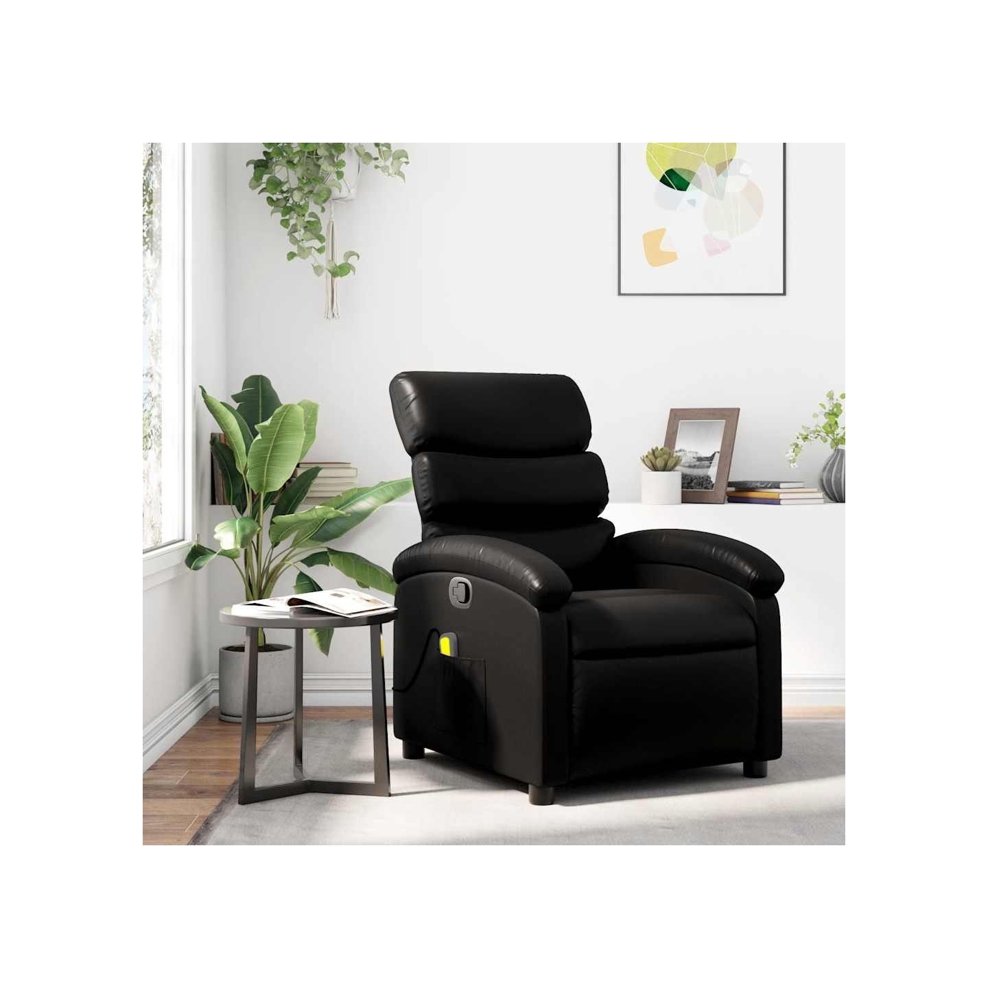 Fauteuil de massage inclinable noir similicuir
