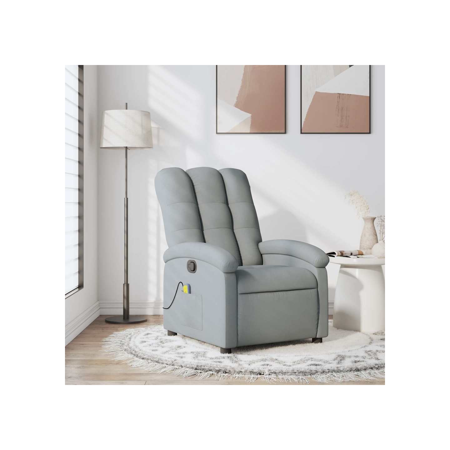 Fauteuil inclinable de massage gris clair tissu