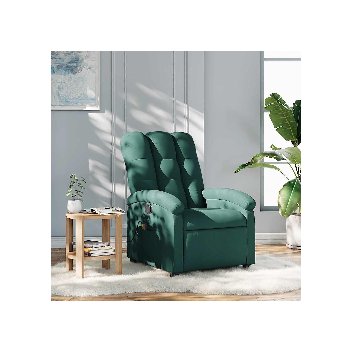 Fauteuil inclinable de massage vert foncé tissu