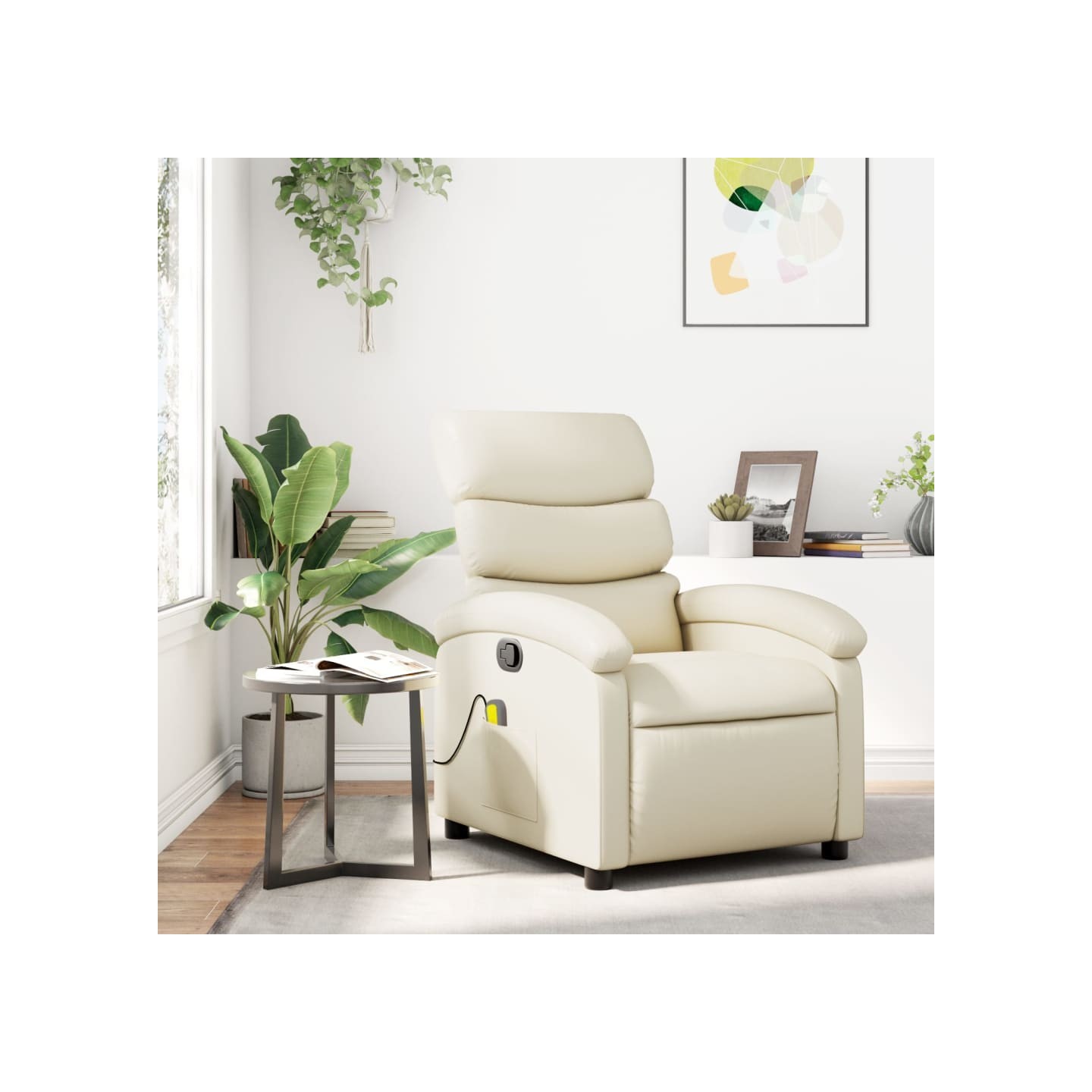 Fauteuil de massage inclinable crème similicuir