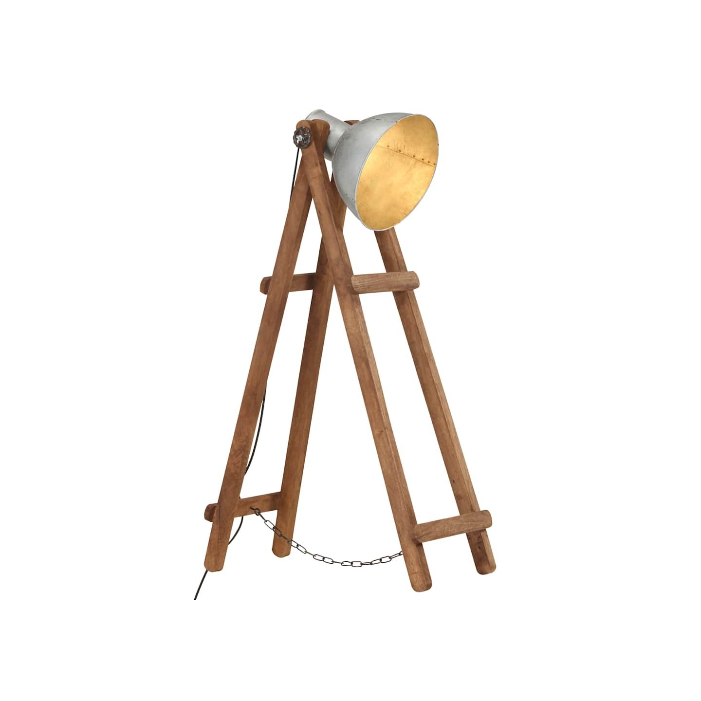 Lampadaire Argenté E27 Bois de manguier massif