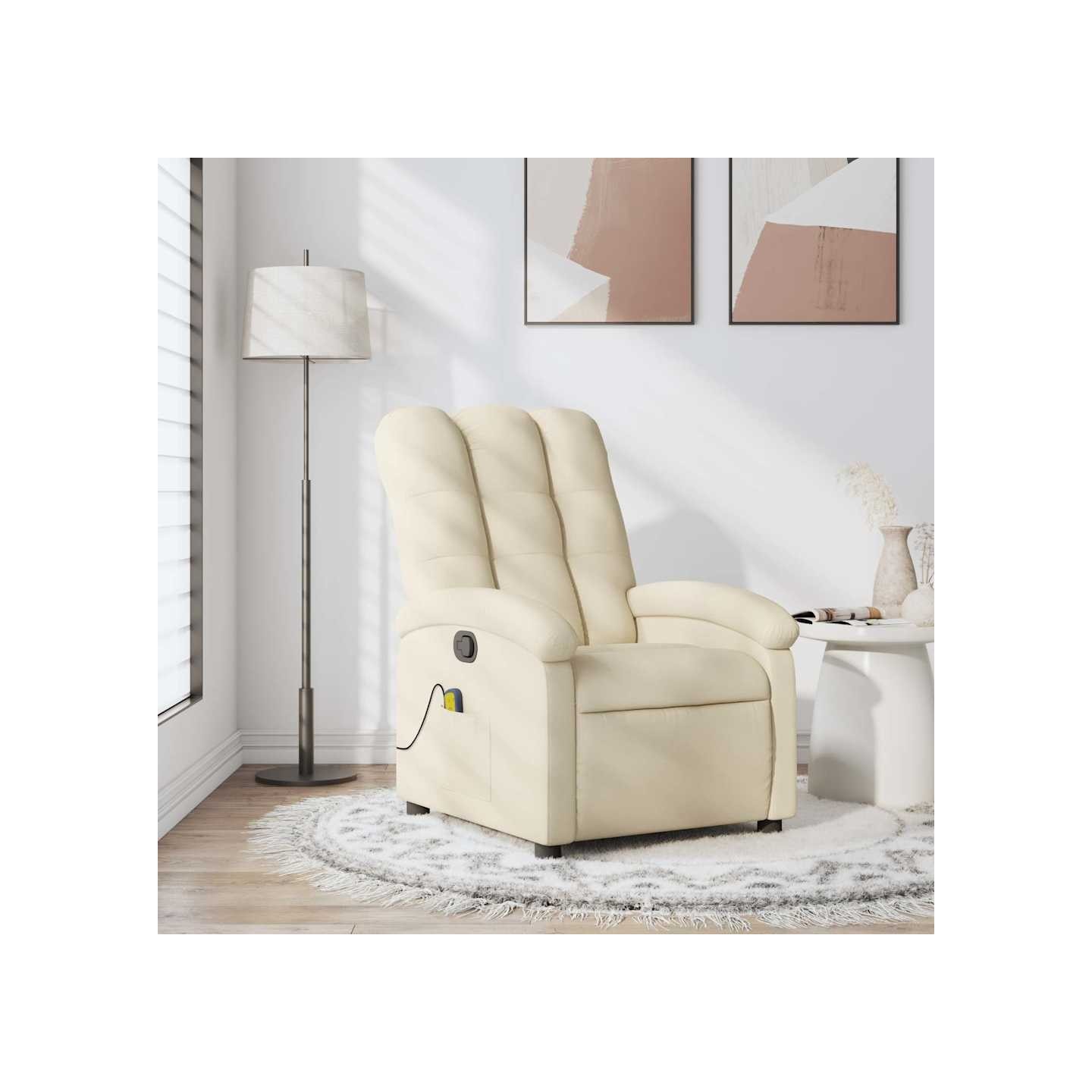 Fauteuil inclinable de massage crème tissu