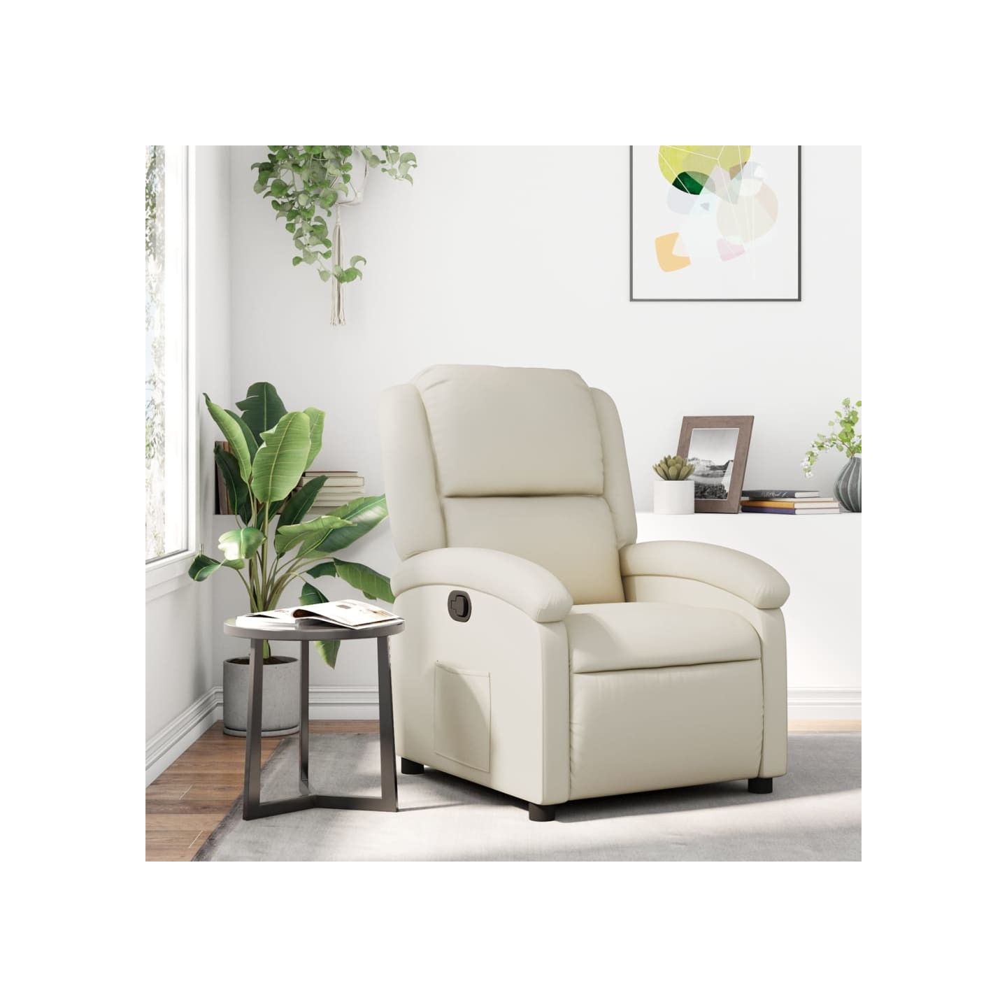 Fauteuil inclinable crème similicuir