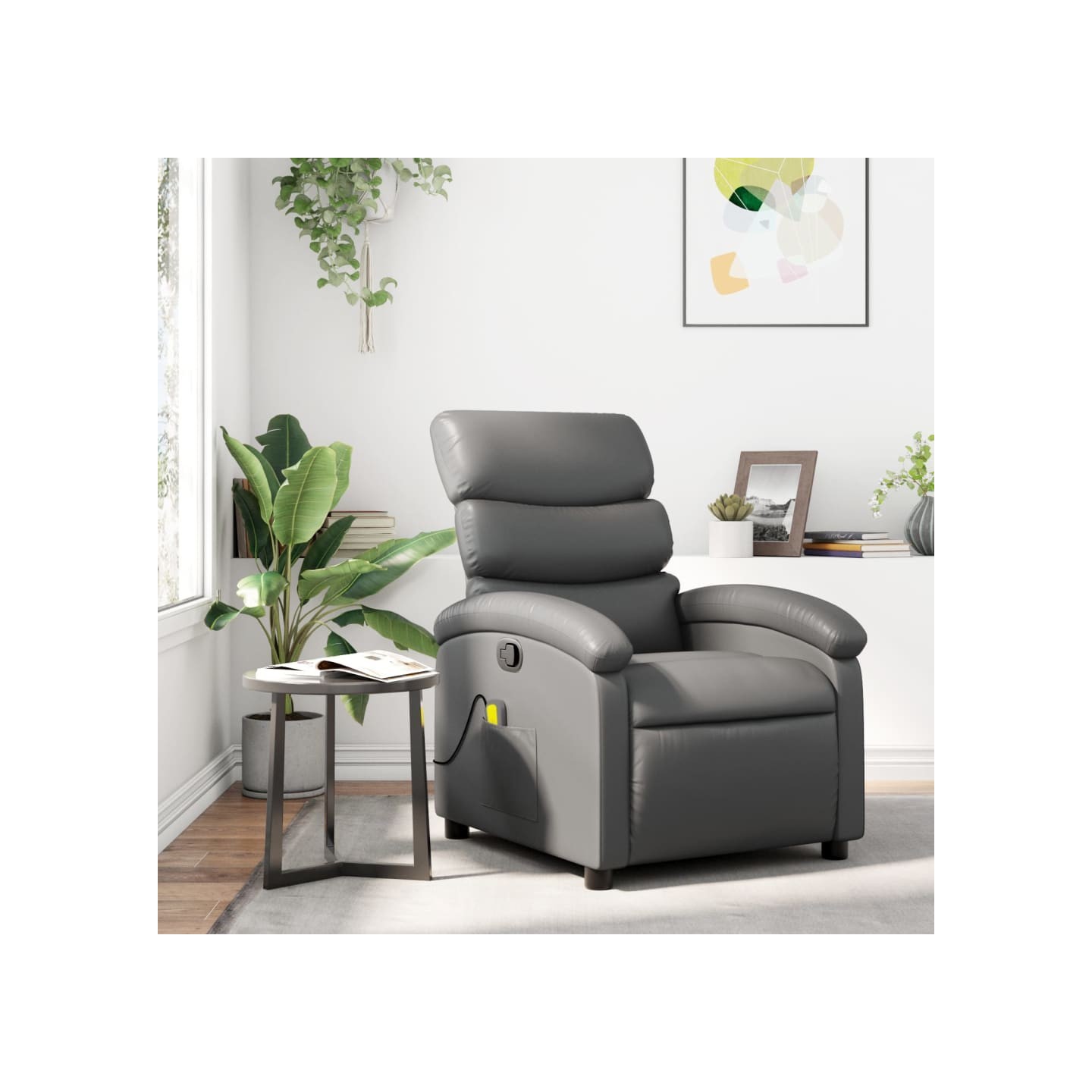Fauteuil de massage inclinable gris similicuir