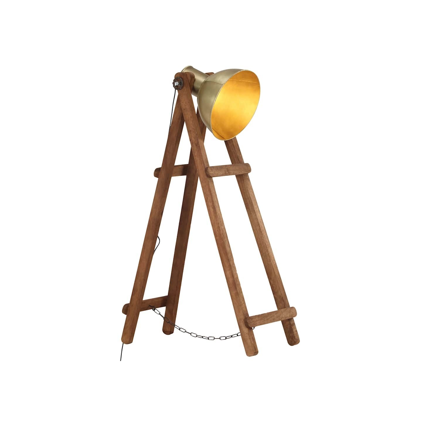 Lampadaire Laiton E27 Bois de manguier massif