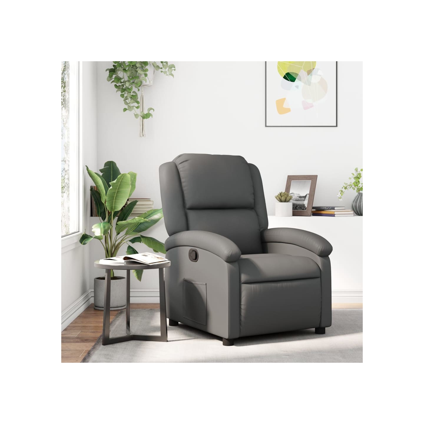 Fauteuil inclinable gris similicuir