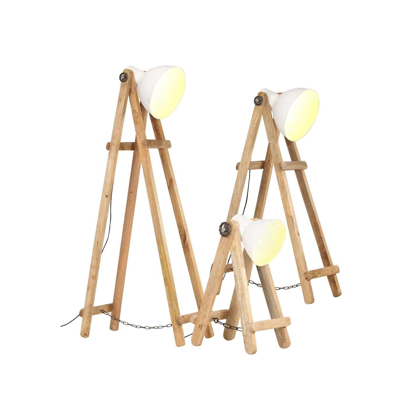 Lampadaires 3 pcs Blanc E27 Bois de manguier massif