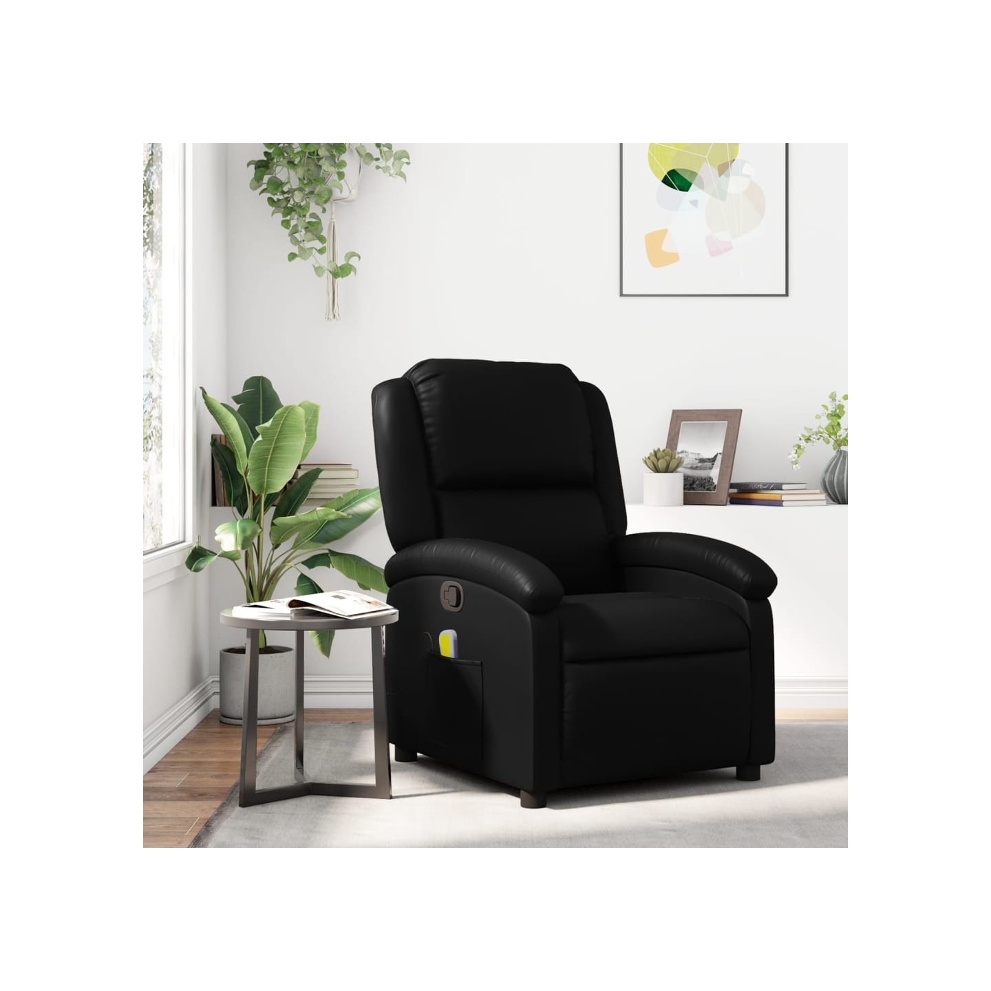 Fauteuil de massage inclinable noir similicuir