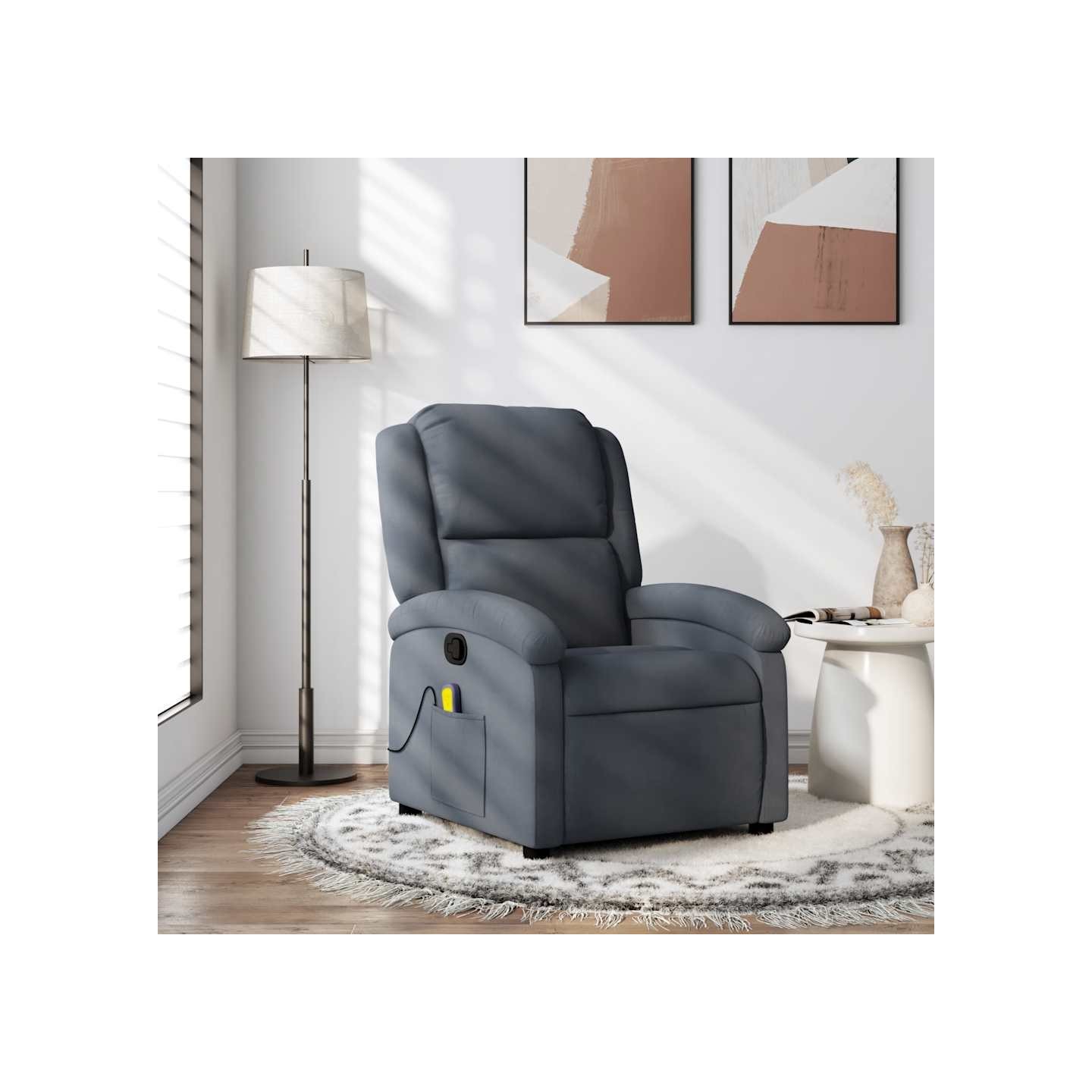 Fauteuil de massage inclinable velours gris foncé