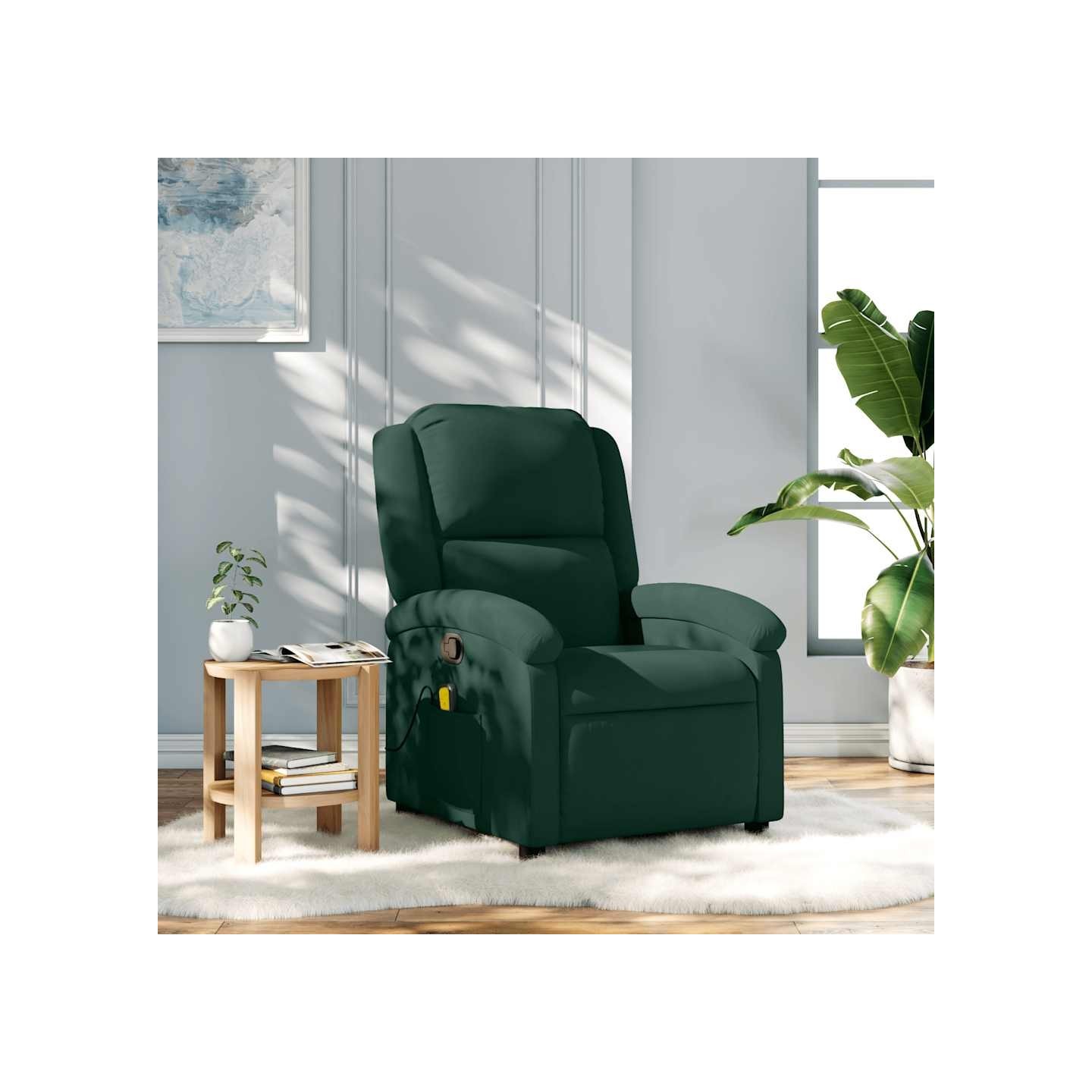 Fauteuil inclinable de massage vert foncé velours