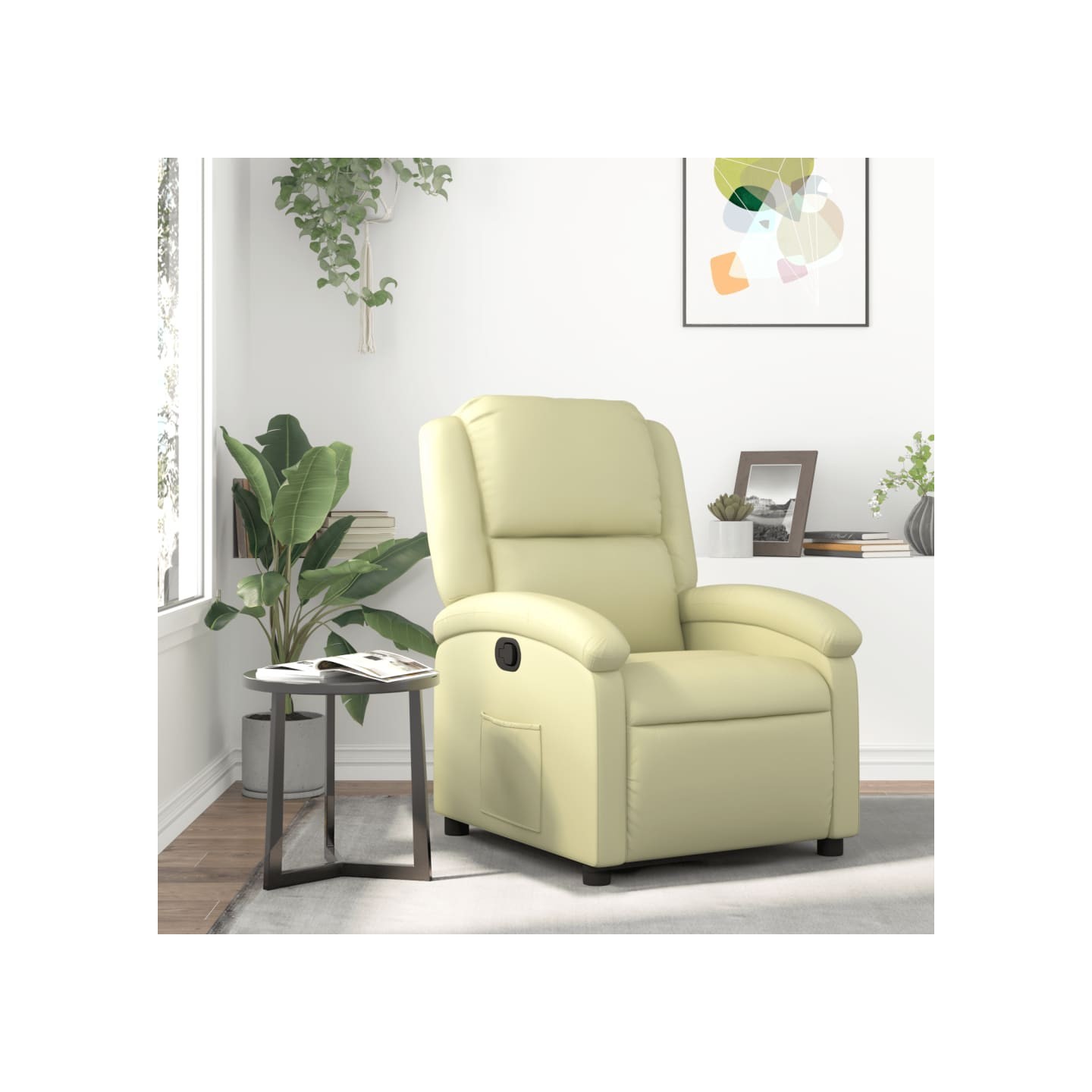 Fauteuil inclinable crème cuir véritable