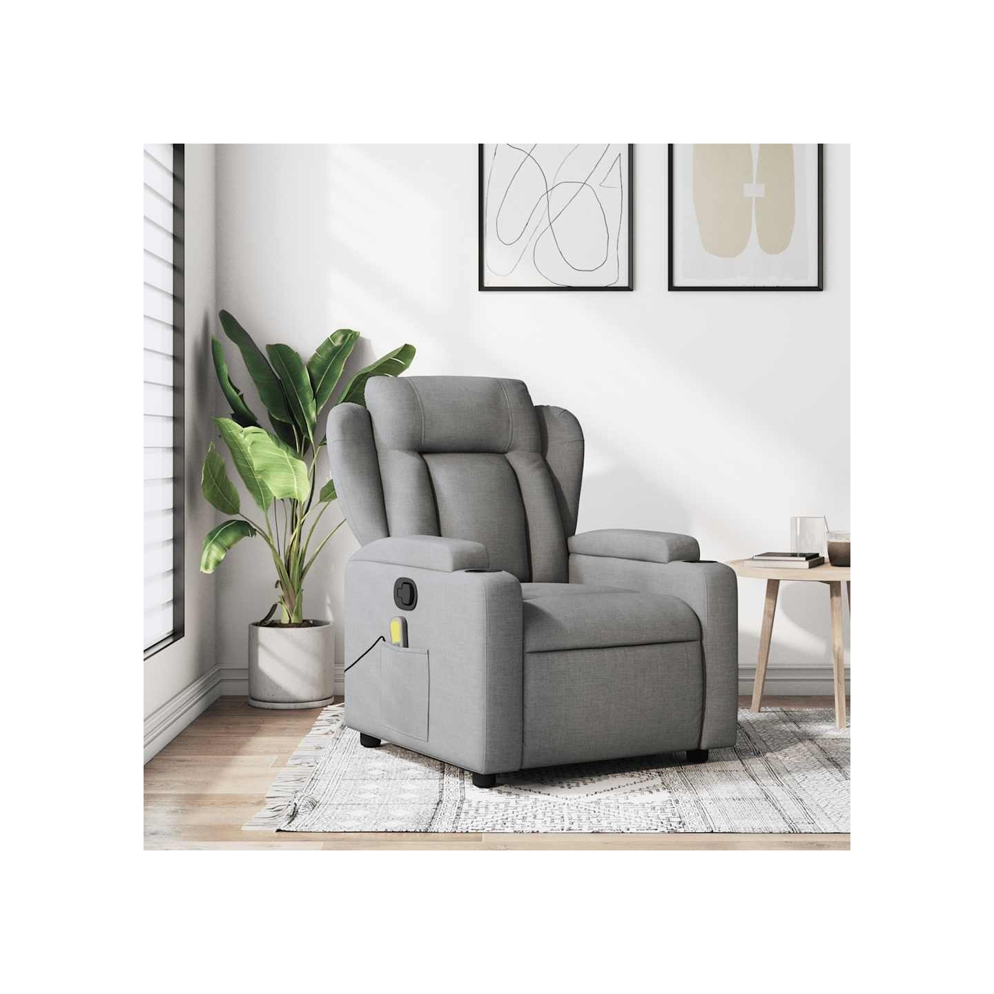 Fauteuil inclinable de massage gris clair tissu