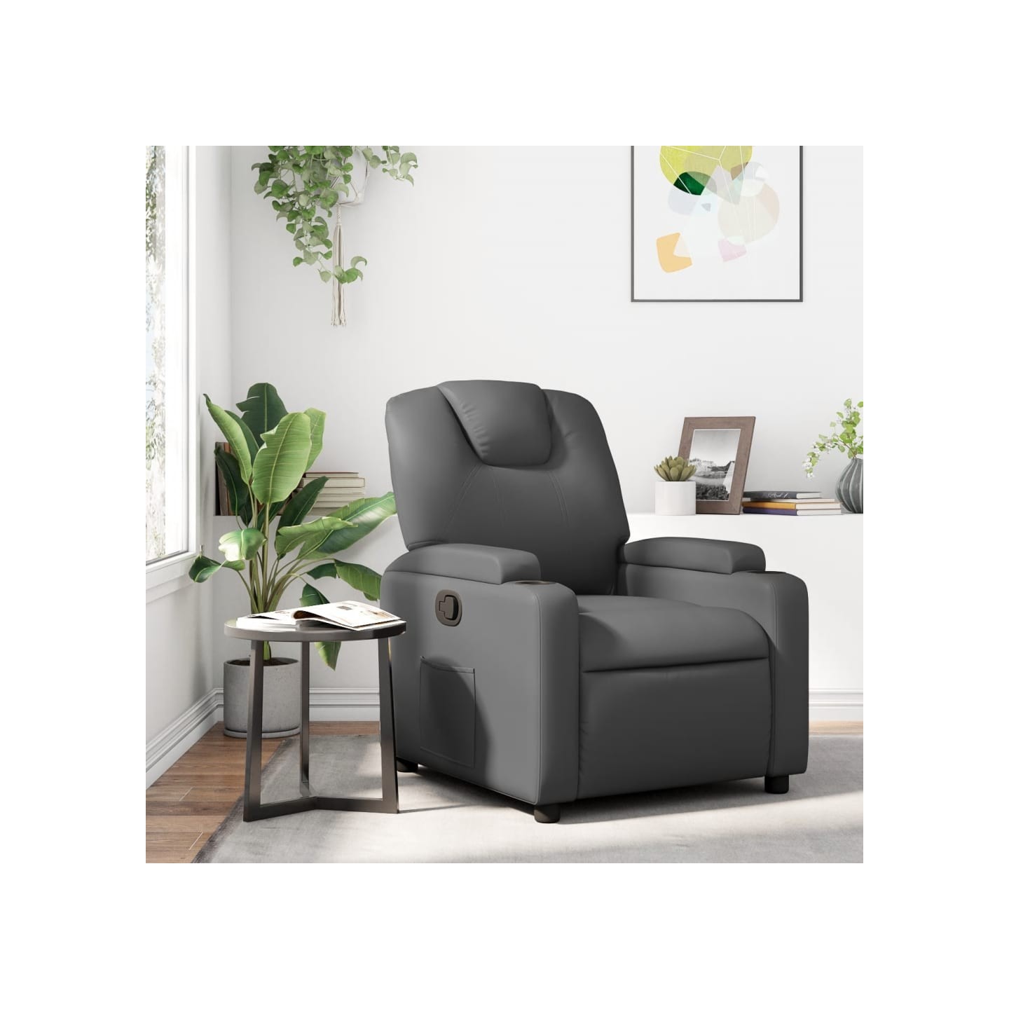 Fauteuil inclinable gris similicuir