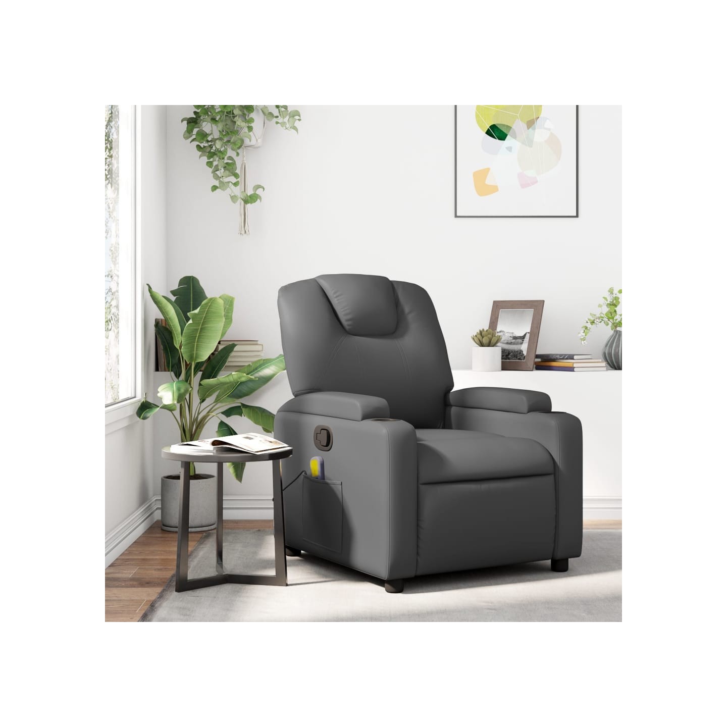 Fauteuil de massage inclinable gris similicuir