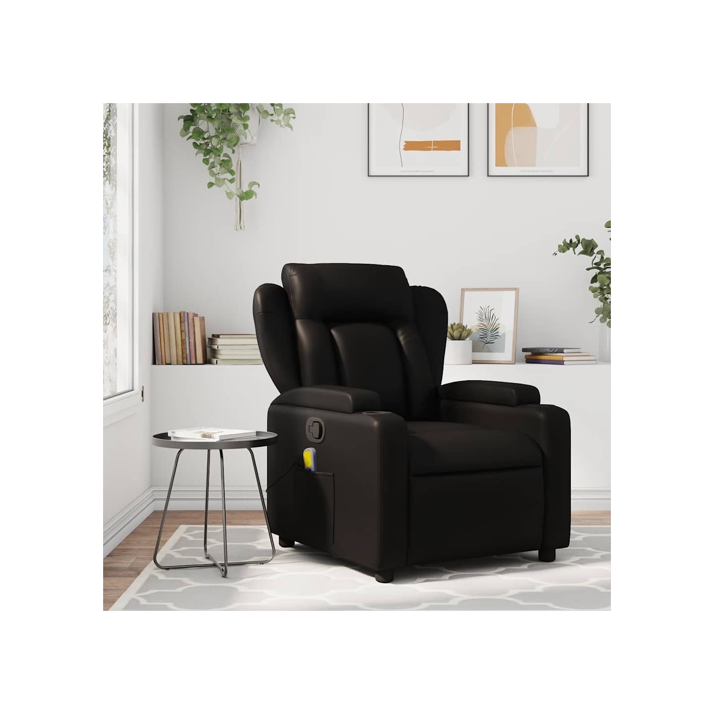 Fauteuil de massage inclinable noir similicuir