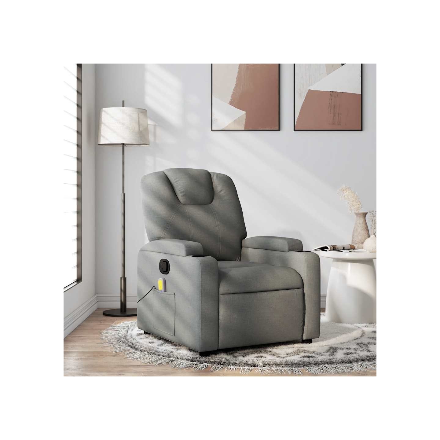 Fauteuil inclinable de massage gris foncé tissu