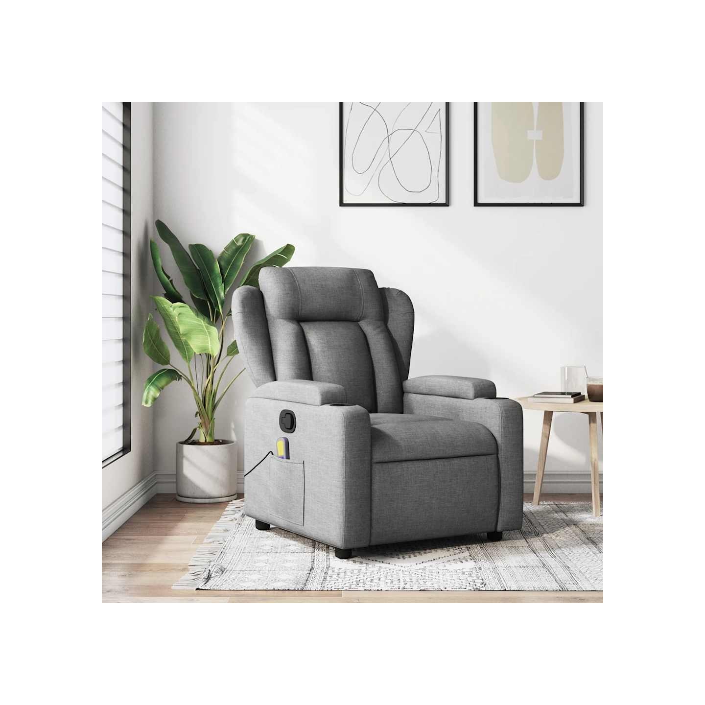 Fauteuil inclinable de massage gris foncé tissu