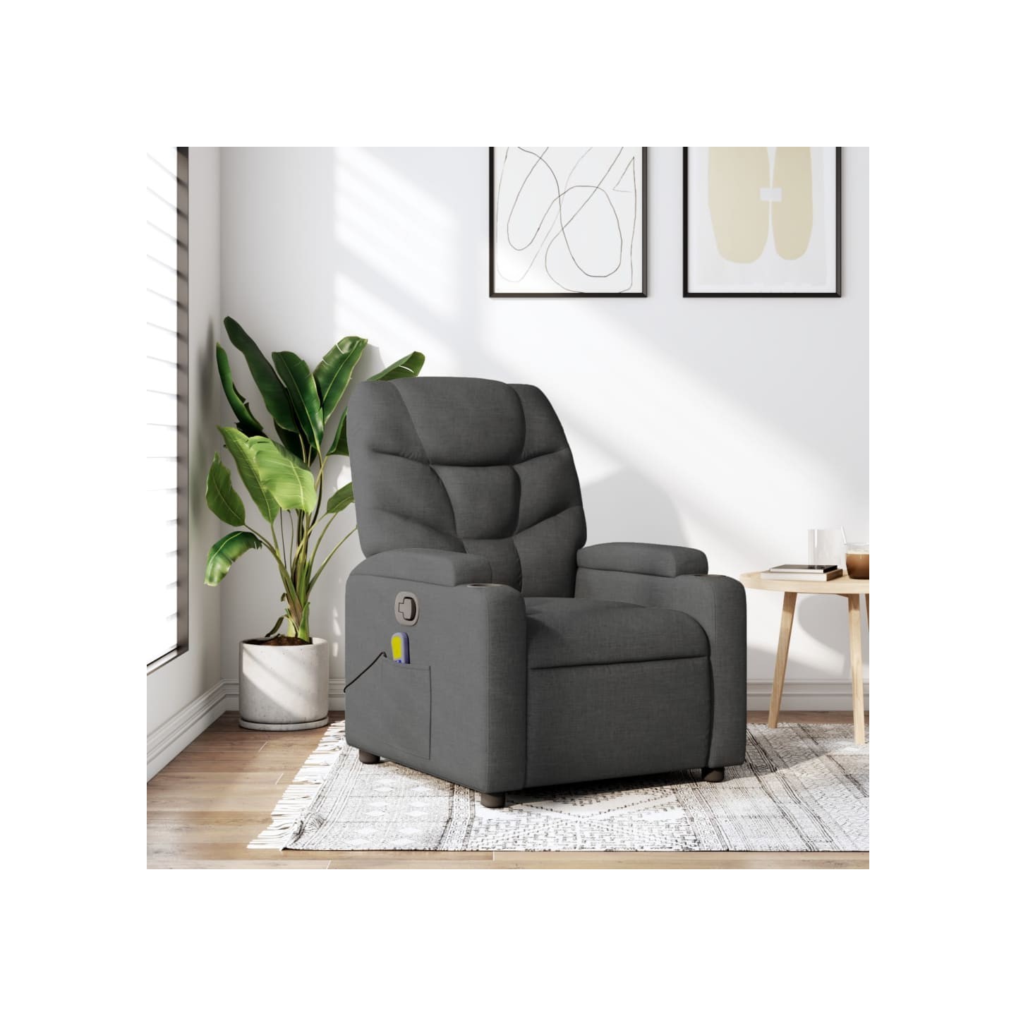 Fauteuil inclinable de massage gris foncé tissu